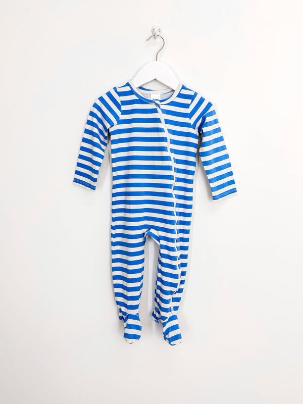 Teeny Weeny footed zisuit - blue stripe (12-18m)