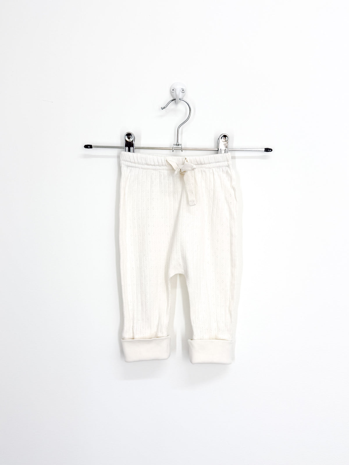 Nature Baby organic pointelle drawstring pants (0-3m)