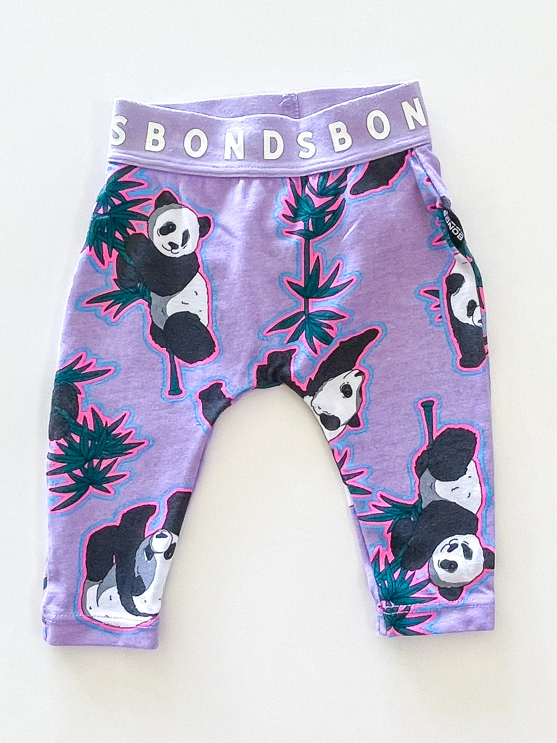 Bonds stretchies leggings - purple panda (newborn)