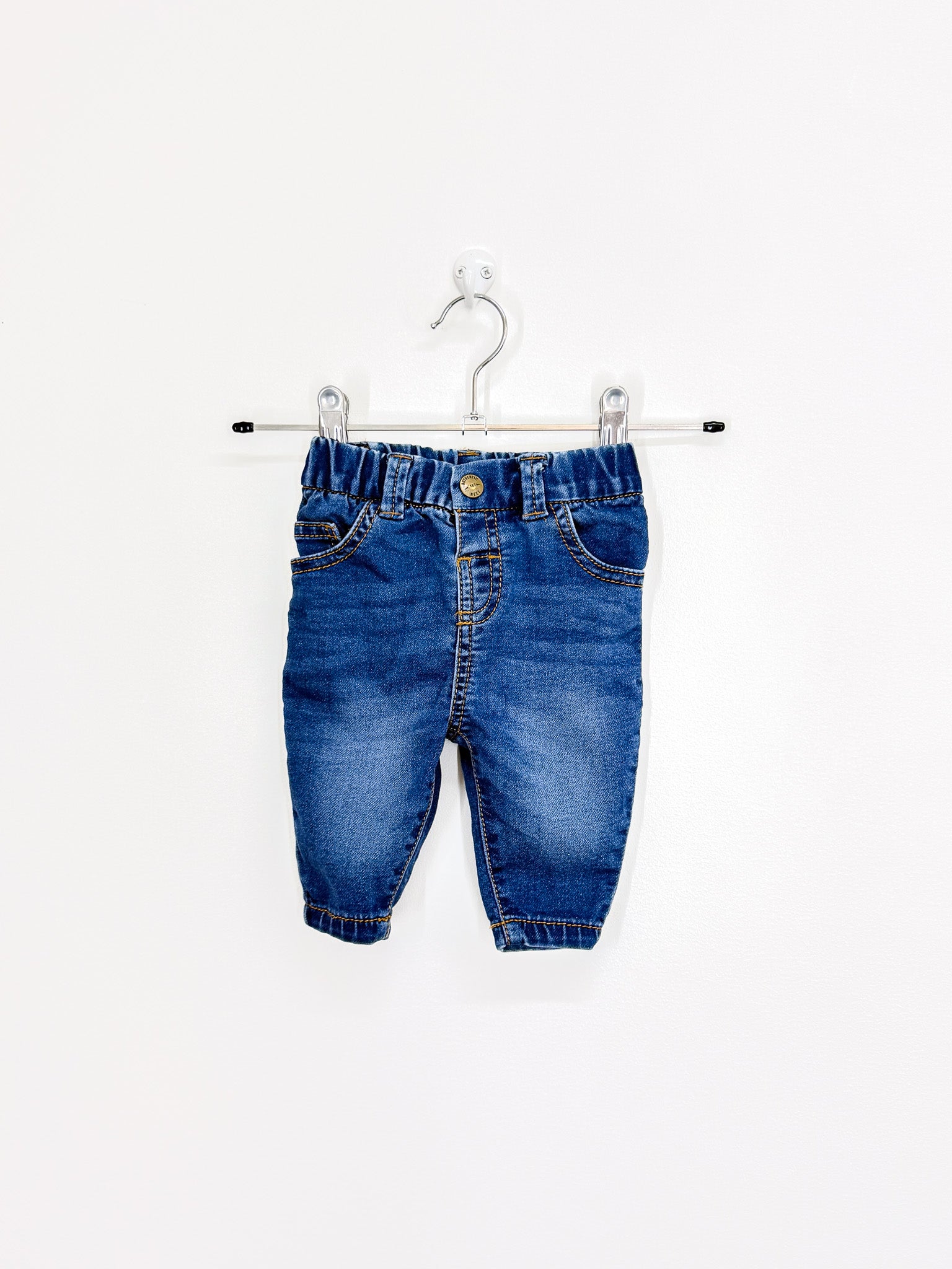 Next soft denim pull up jeans (3-6m)