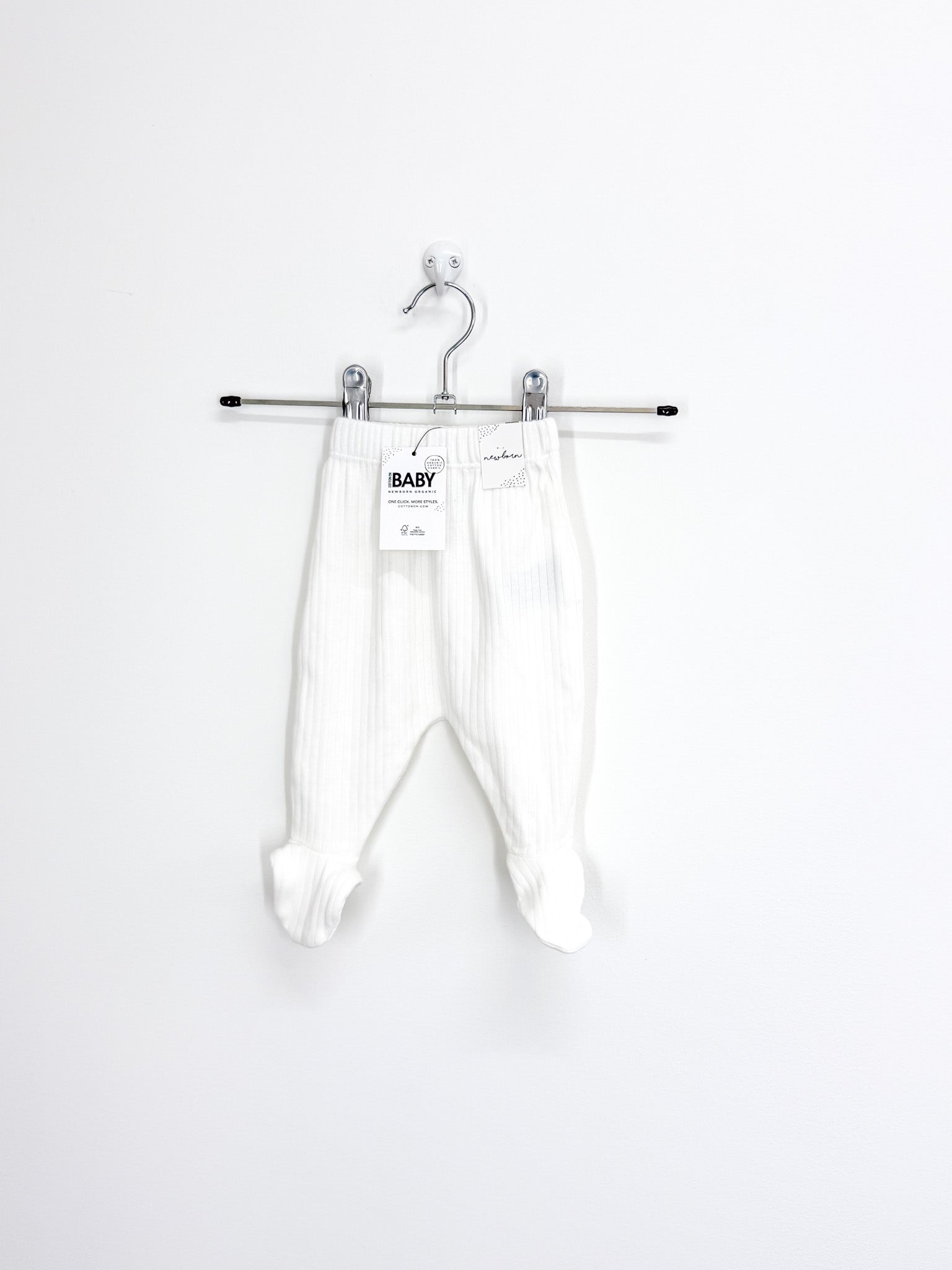 BNWT Cotton On Kids organic rib footed leggings - milk (newborn)