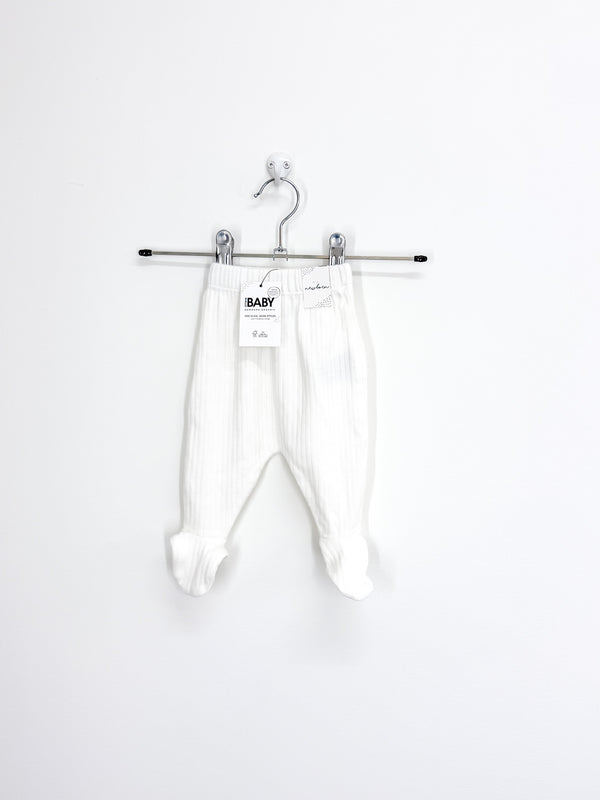 BNWT Cotton On Kids organic rib footed leggings - milk (newborn)