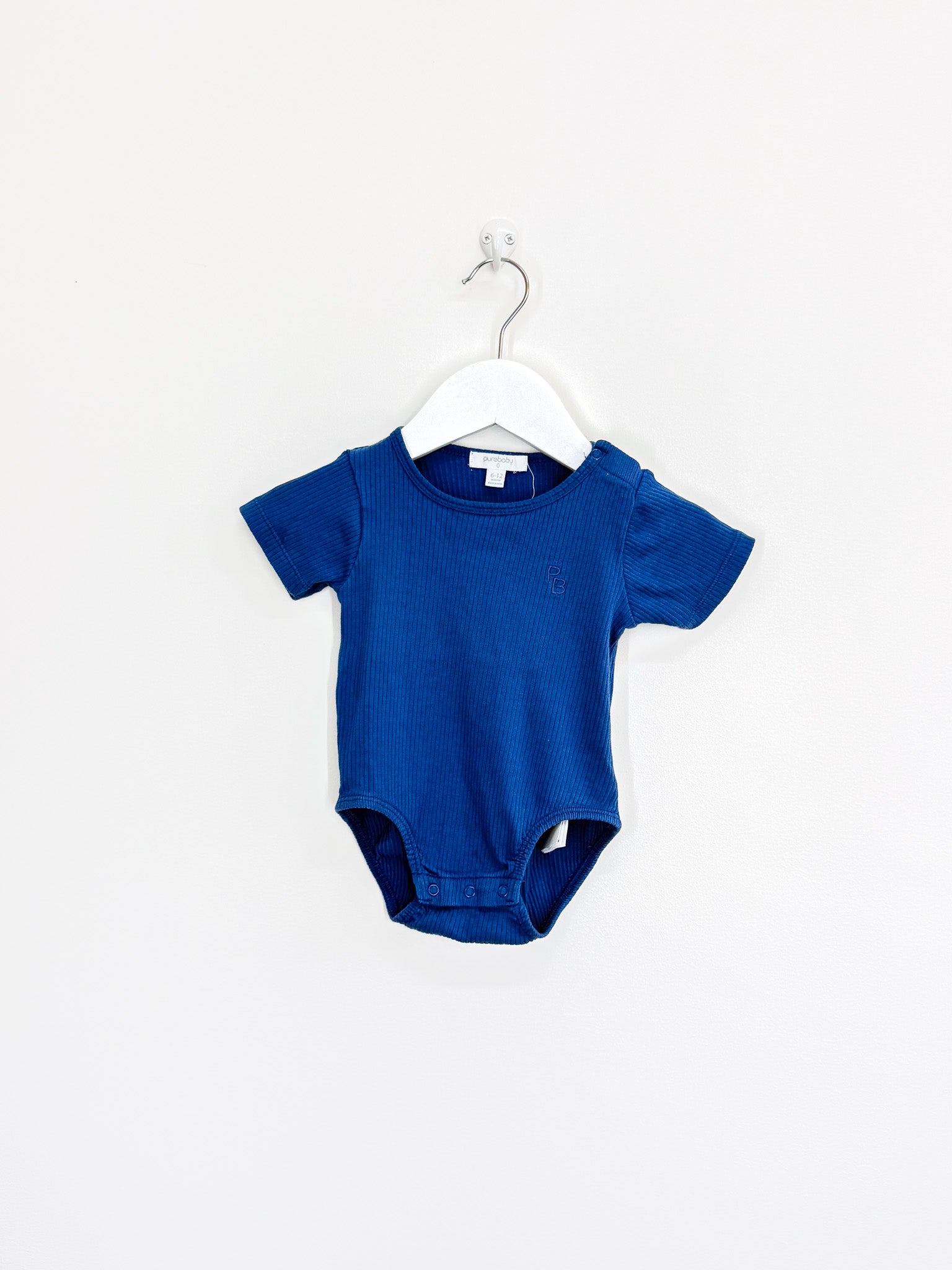 Purebaby organic rib bodysuit - blue (6-12m)