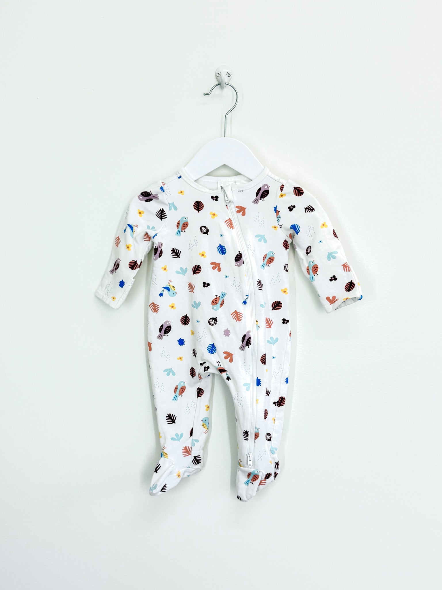 Teeny Weeny fleece zipsuit - birdies (0-3m)
