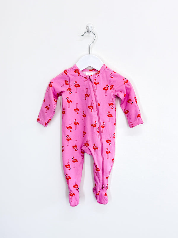 Teeny Weeny zipsuit - flamingos (newborn)