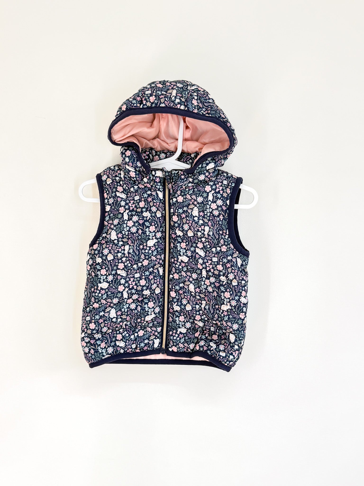 Teeny Weeny vest puffer jacket - navy bunnies (3-6m)
