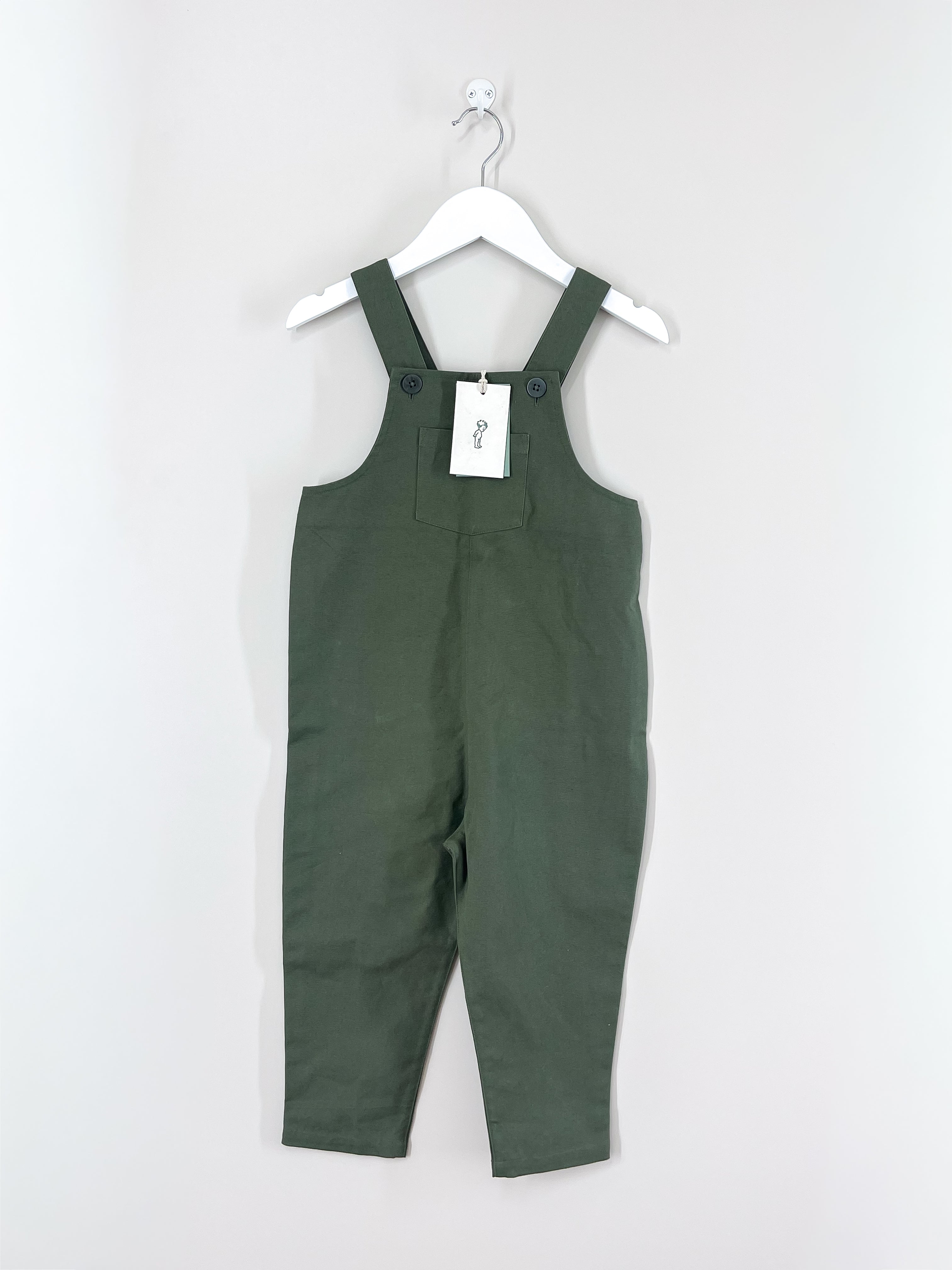 BNWT Nature Baby organic tucker overalls - thyme (4y)