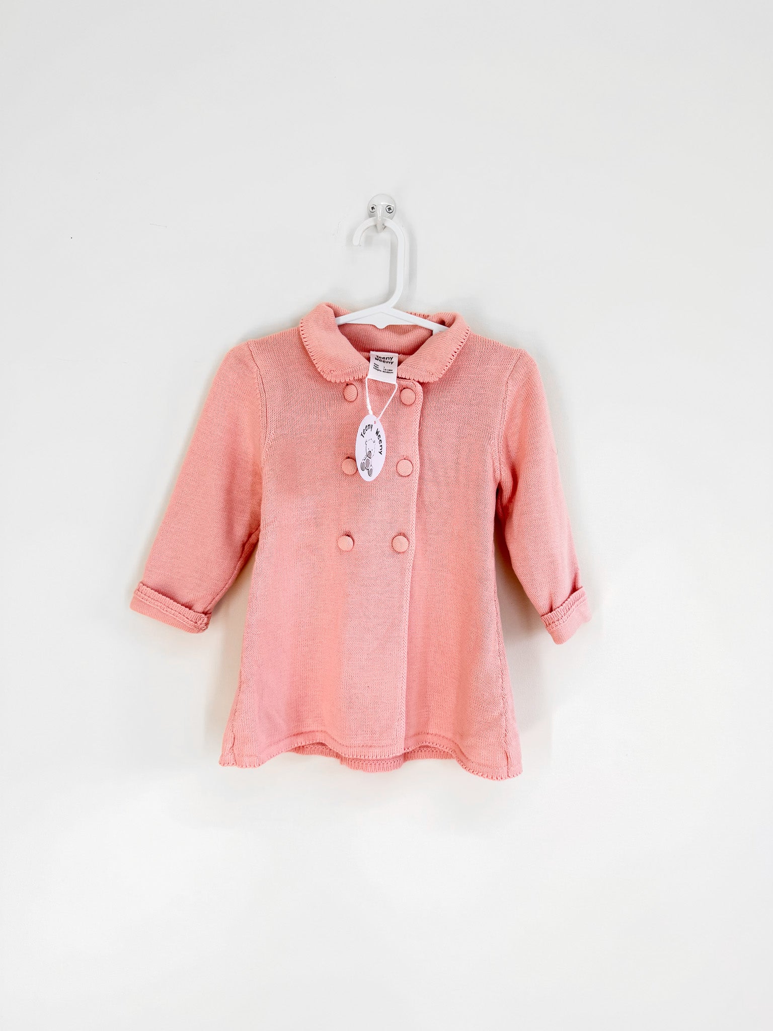 BNWT Teeny Weeny knitted coat - soft pink (6-12m)