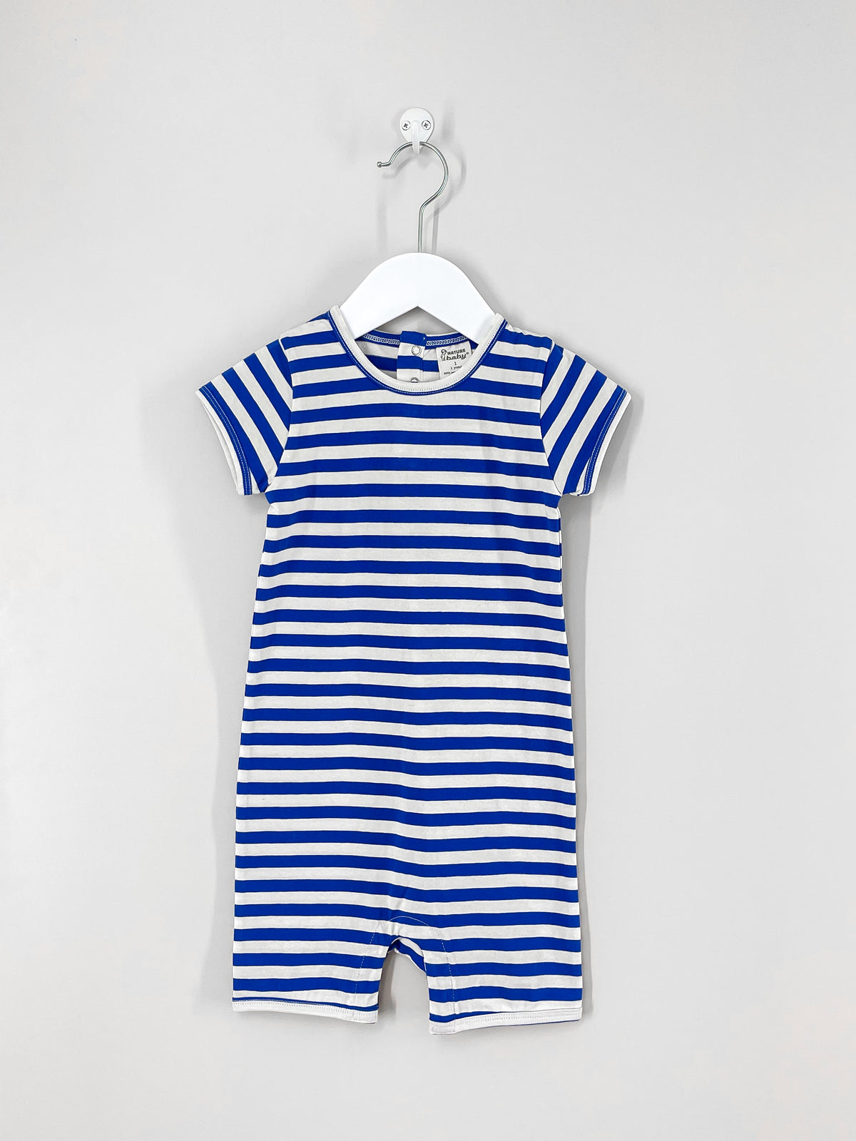 Nature Baby organic quincy romper - isle blue stripe (3-6m)