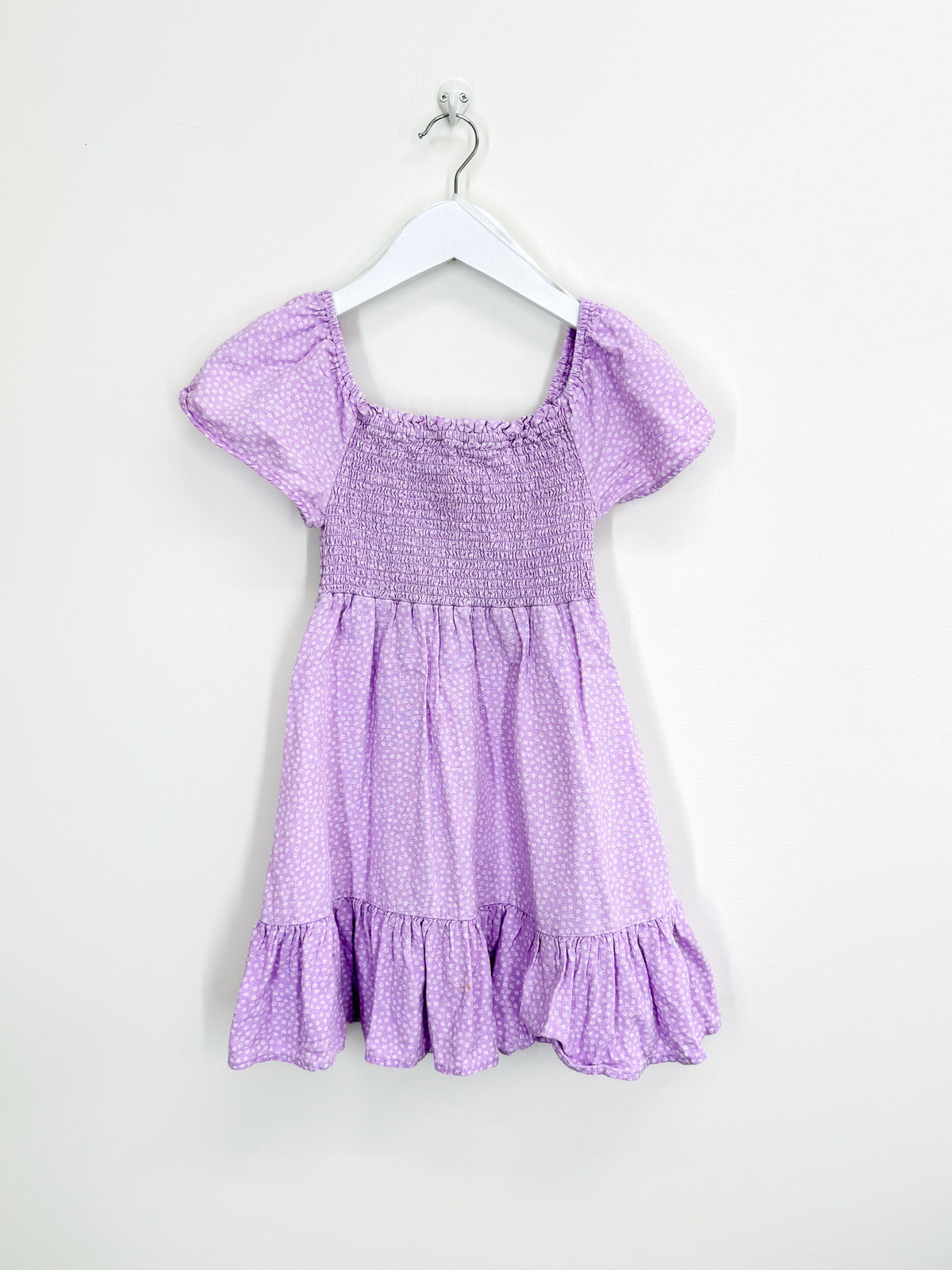 Ghanda linen blend smocked puff sleeve dress (7-8y)