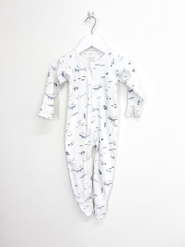 Purebaby organic zipsuit - under the seas (6-12m)