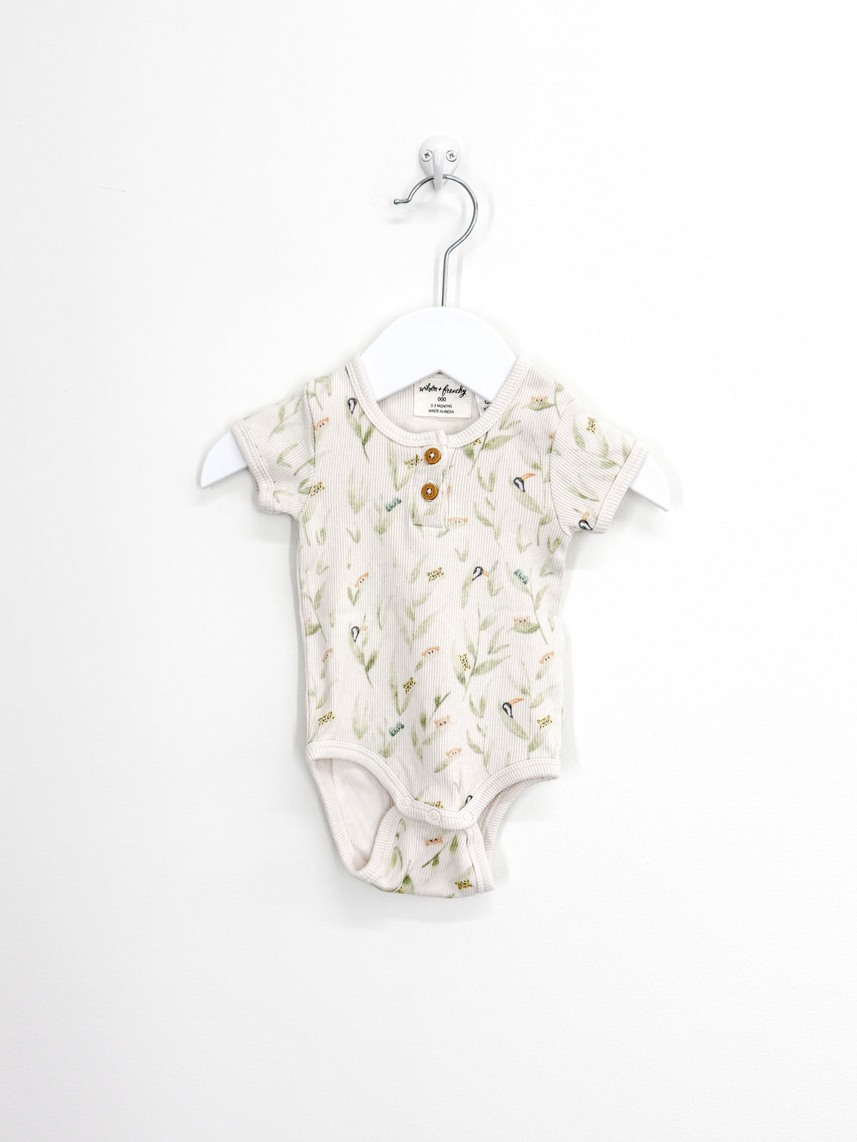 Wilson & Frenchy organic rib henley bodysuit - peek-a-boo (0-3m)