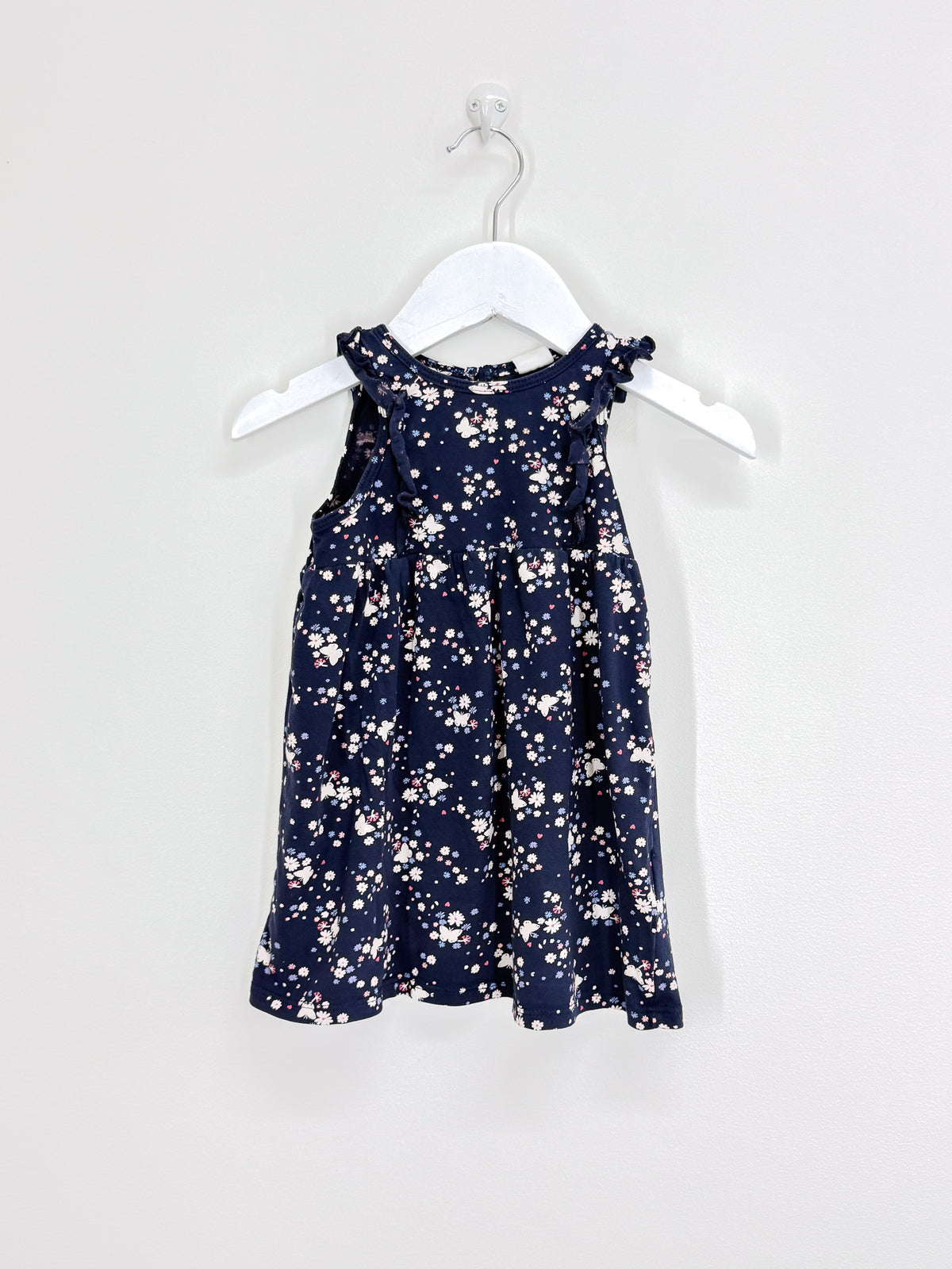 H&M short sleeve navy butterfly dress (9-12m)