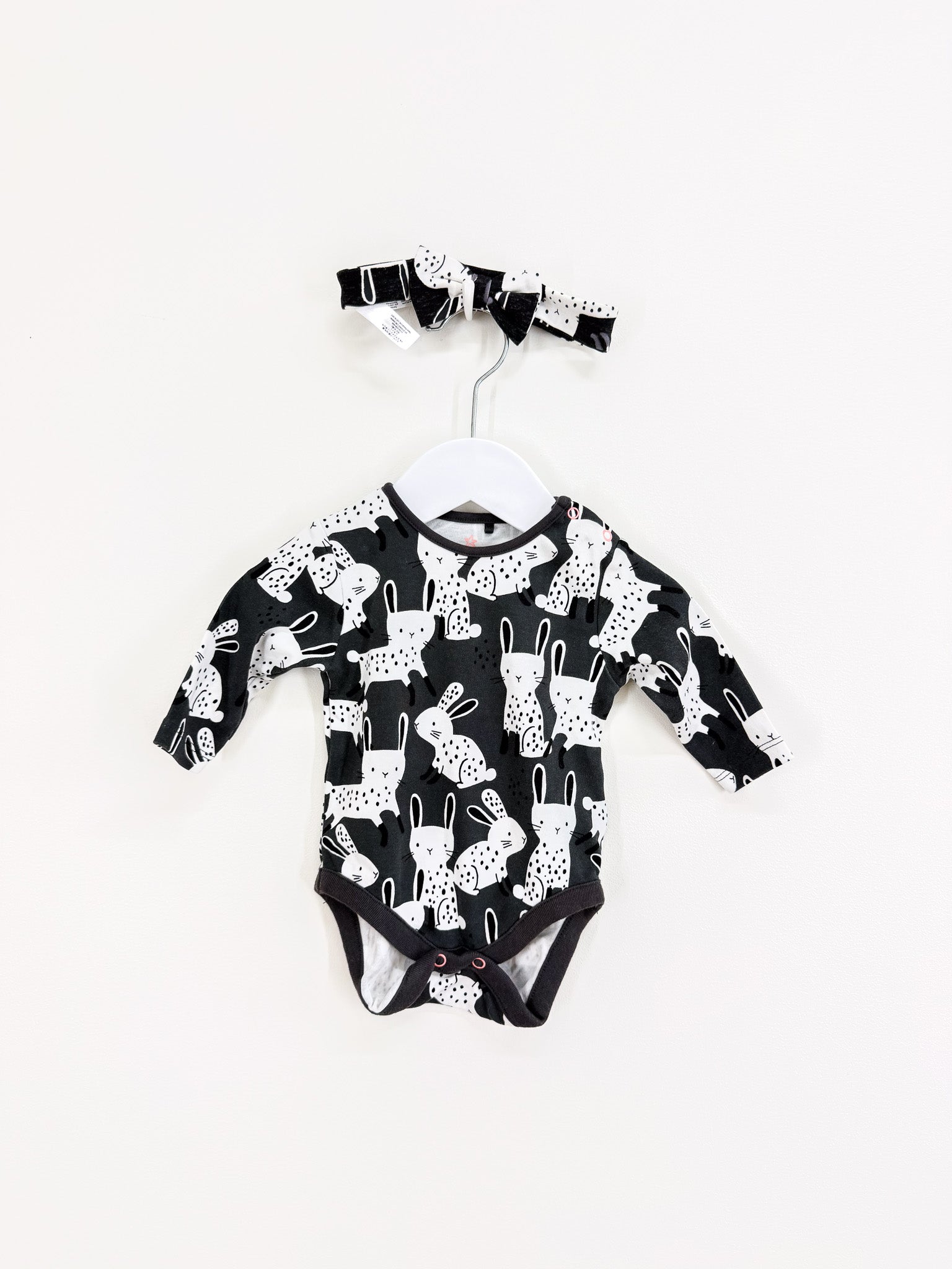 Next bunny bodysuit + headband (0-3m)
