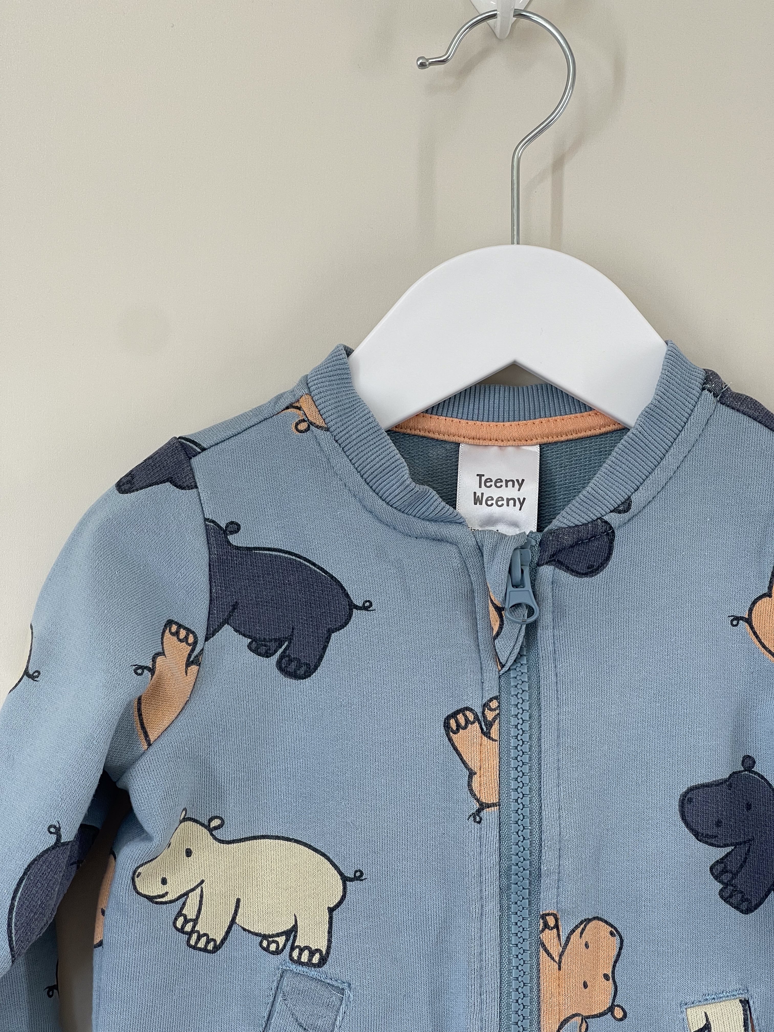 Teeny Weeny hippo zip sweatshirt (12-18m)