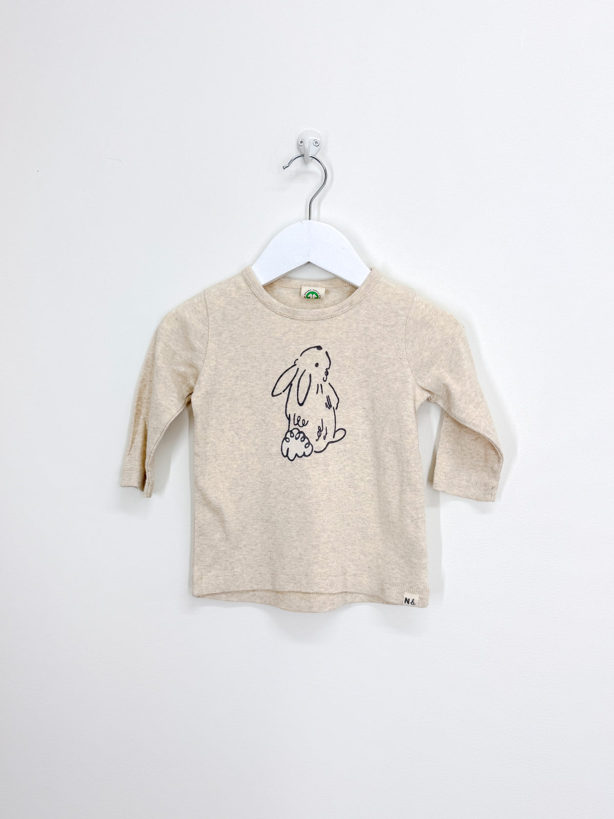 Nature Baby organic long sleeve river tee - bramble bunny (6-12m)