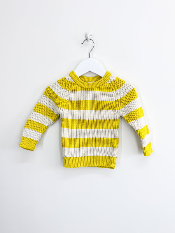 Nature Baby organic chunky knit billy jumper - sunny stripe (6-12m)
