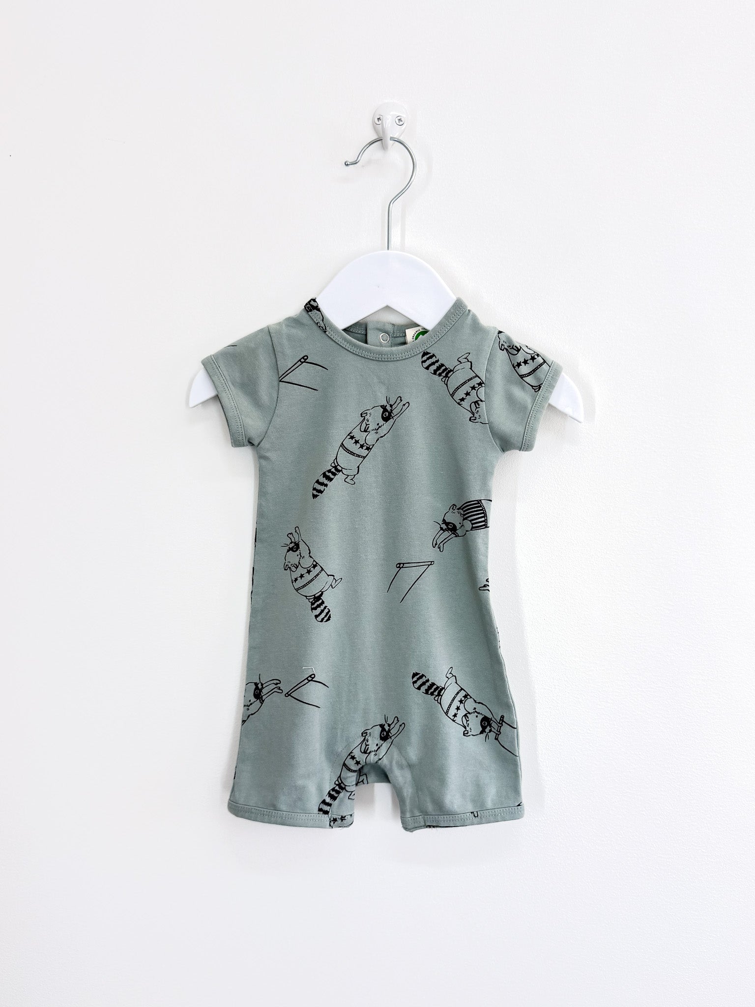 Nature Baby organic quincy romper - raccoon rhapsody (0-3m)