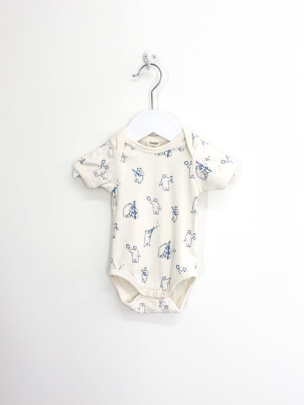 Nature Baby organic short sleeve bodysuit - bluegrass bears (0-3m)