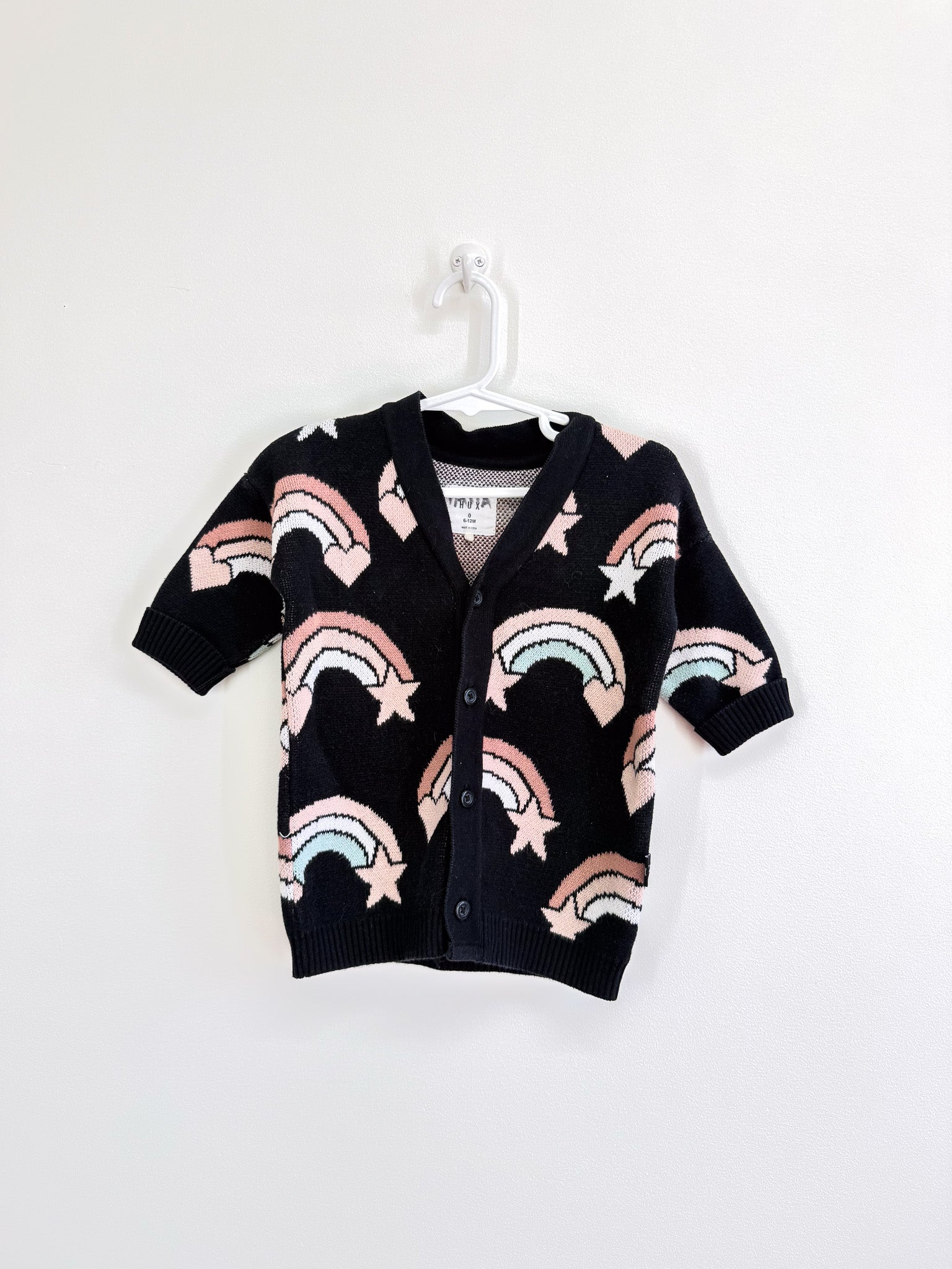 Hux organic longline rainbow knit cardigan (6-12m)