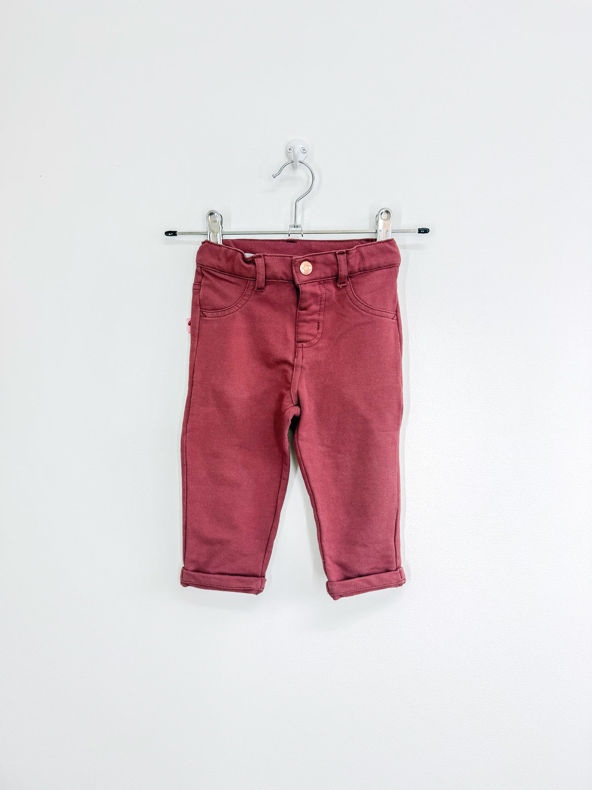 Teeny Weeny burgundy jeggings (6-12m)