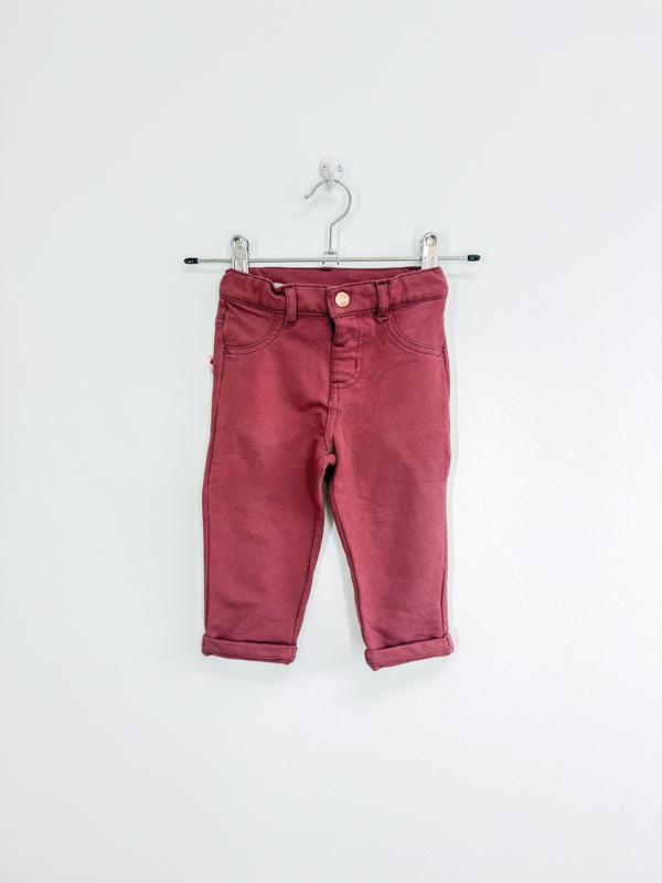 Teeny Weeny burgundy jeggings (6-12m)