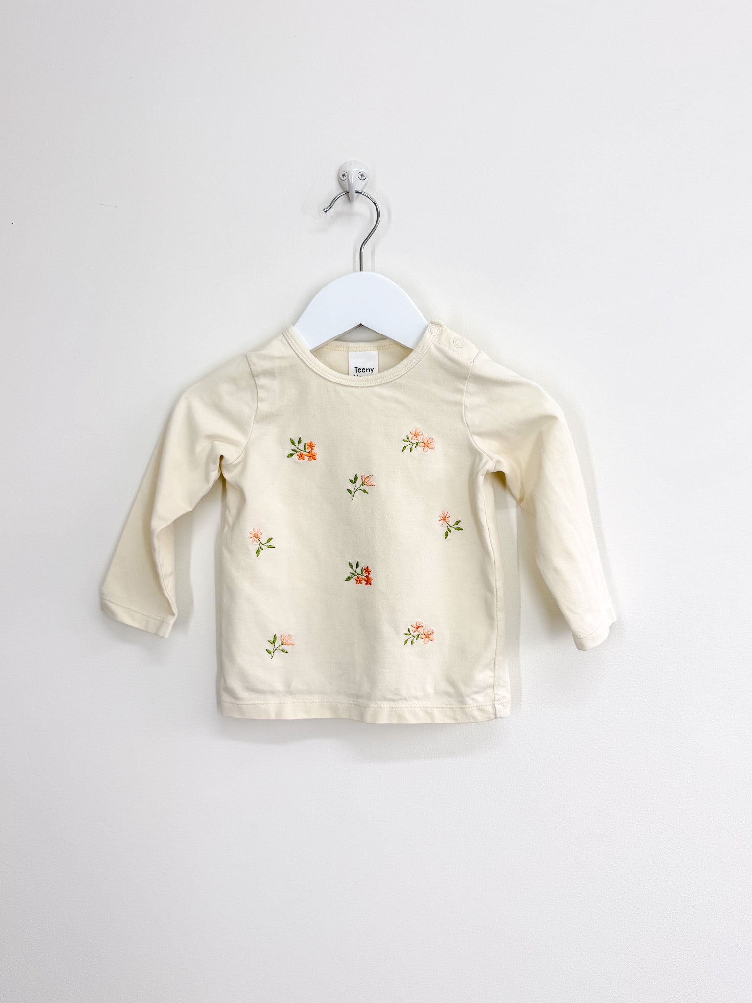 Teeny Weeny long sleeve cream embroidered tee (12-18m)