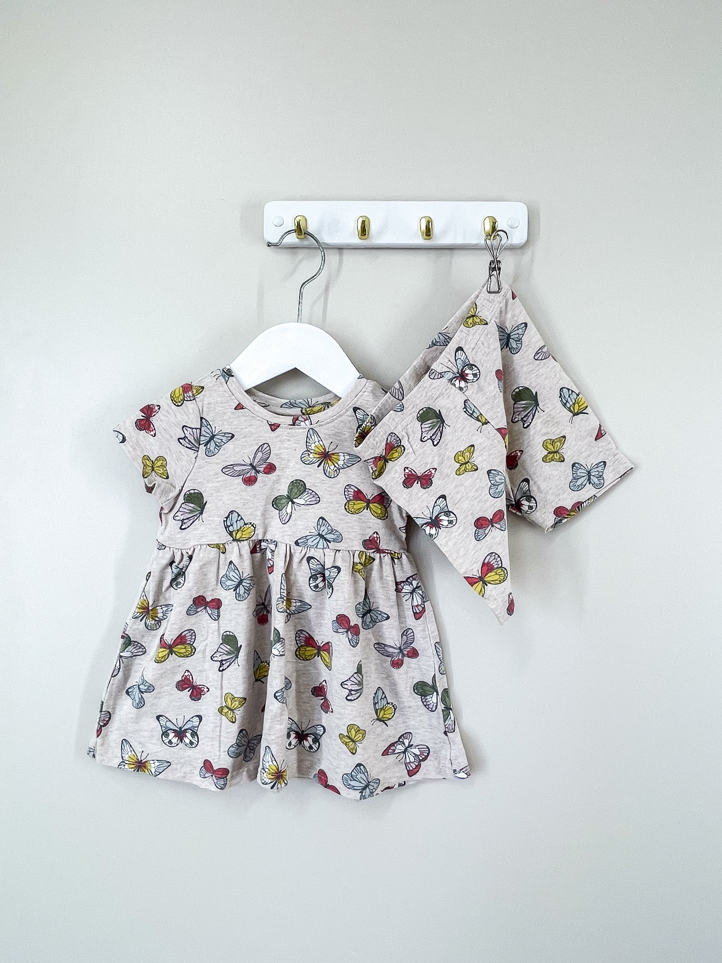 Teeny Weeny butterfly dress + bike shorts set (3-6m)