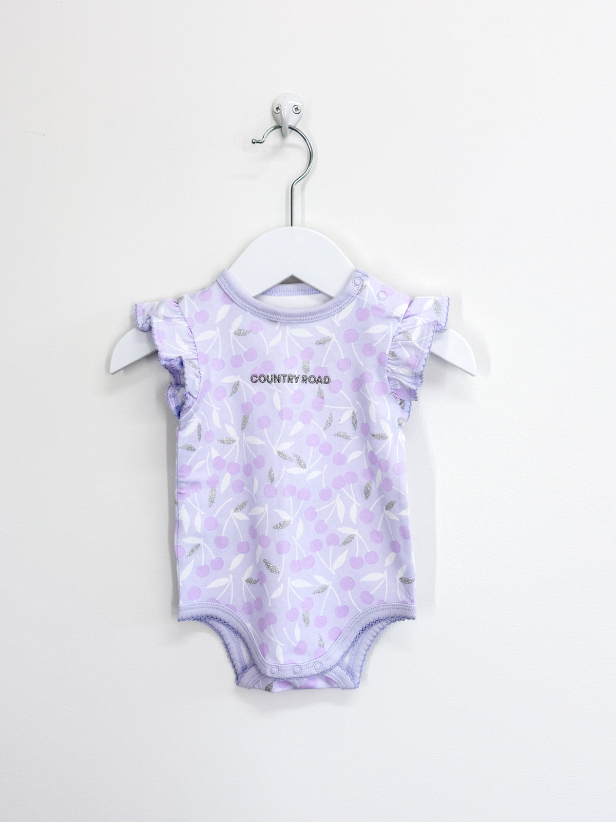 Country Road organic frill short sleeve cherry bodysuit (0-3m)