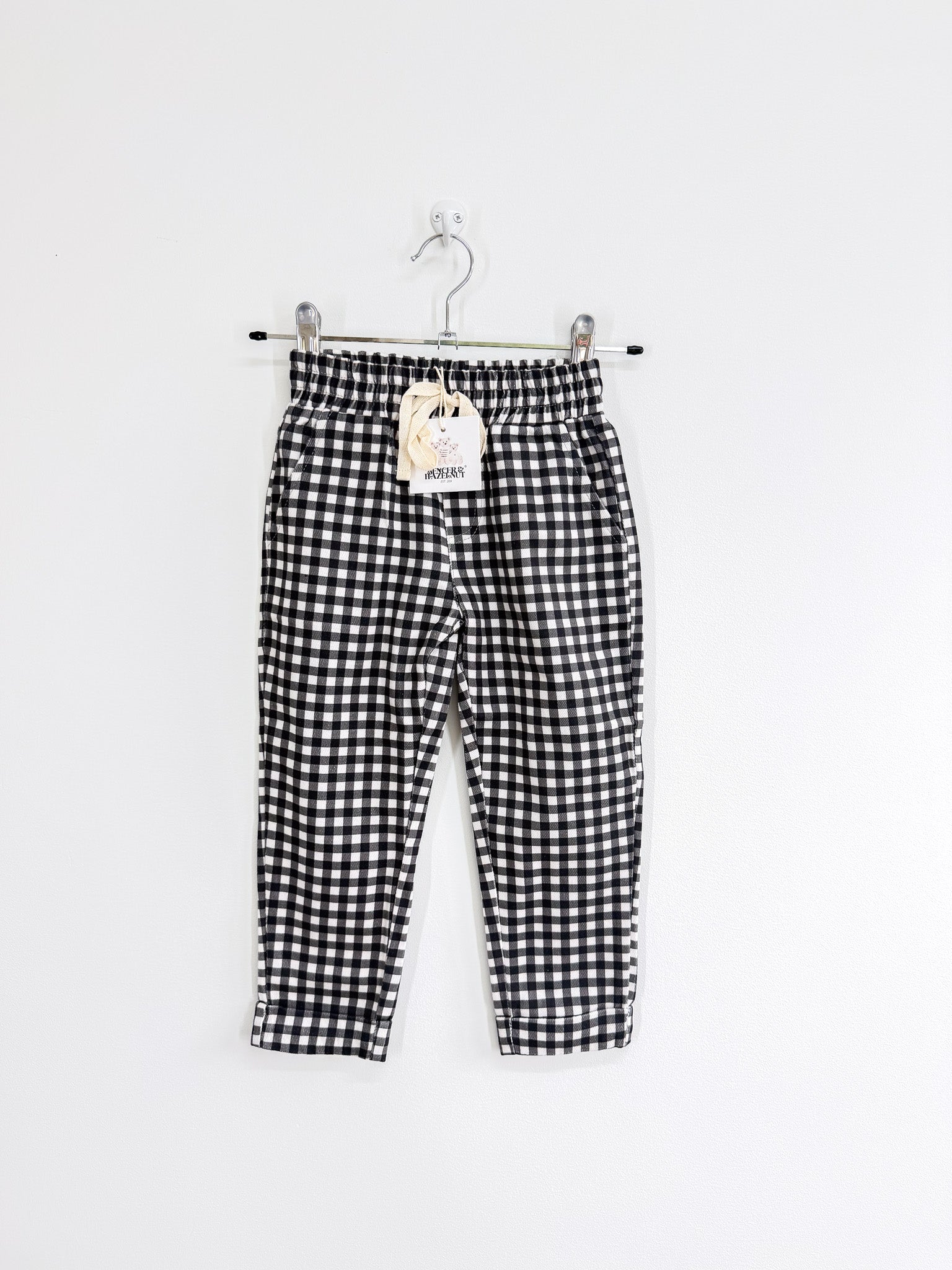 BNWT Bencer & Hazelnut charcoal gingham pants (3y)