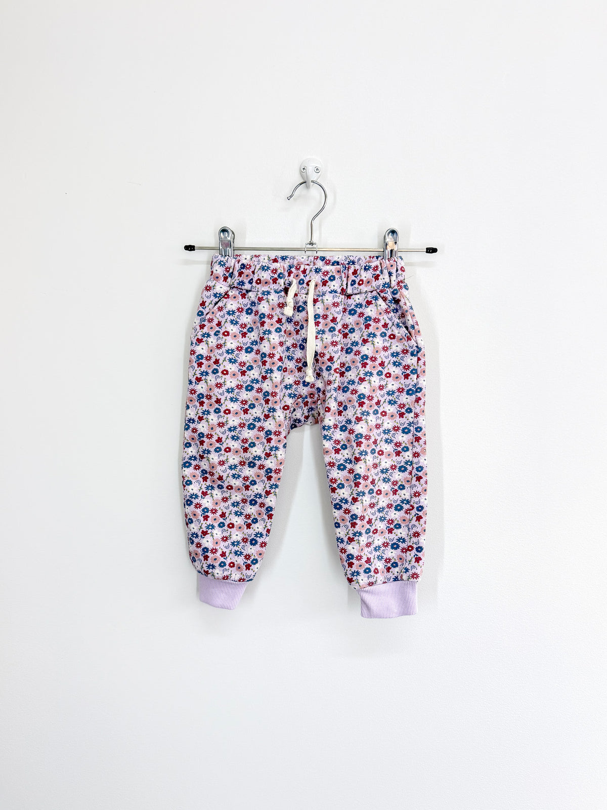 Teeny Weeny floral fleece track pants (12-18m)