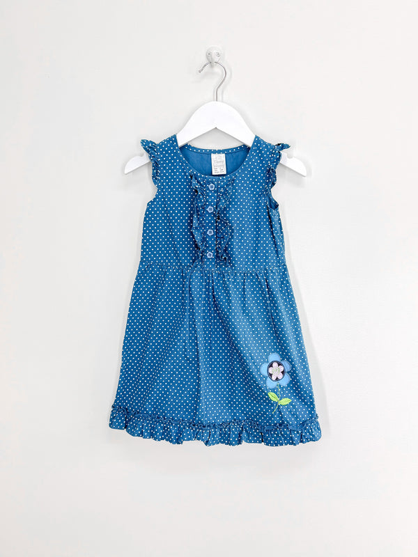 Teeny Weeny sleeveless blue spot frill dress (2y)