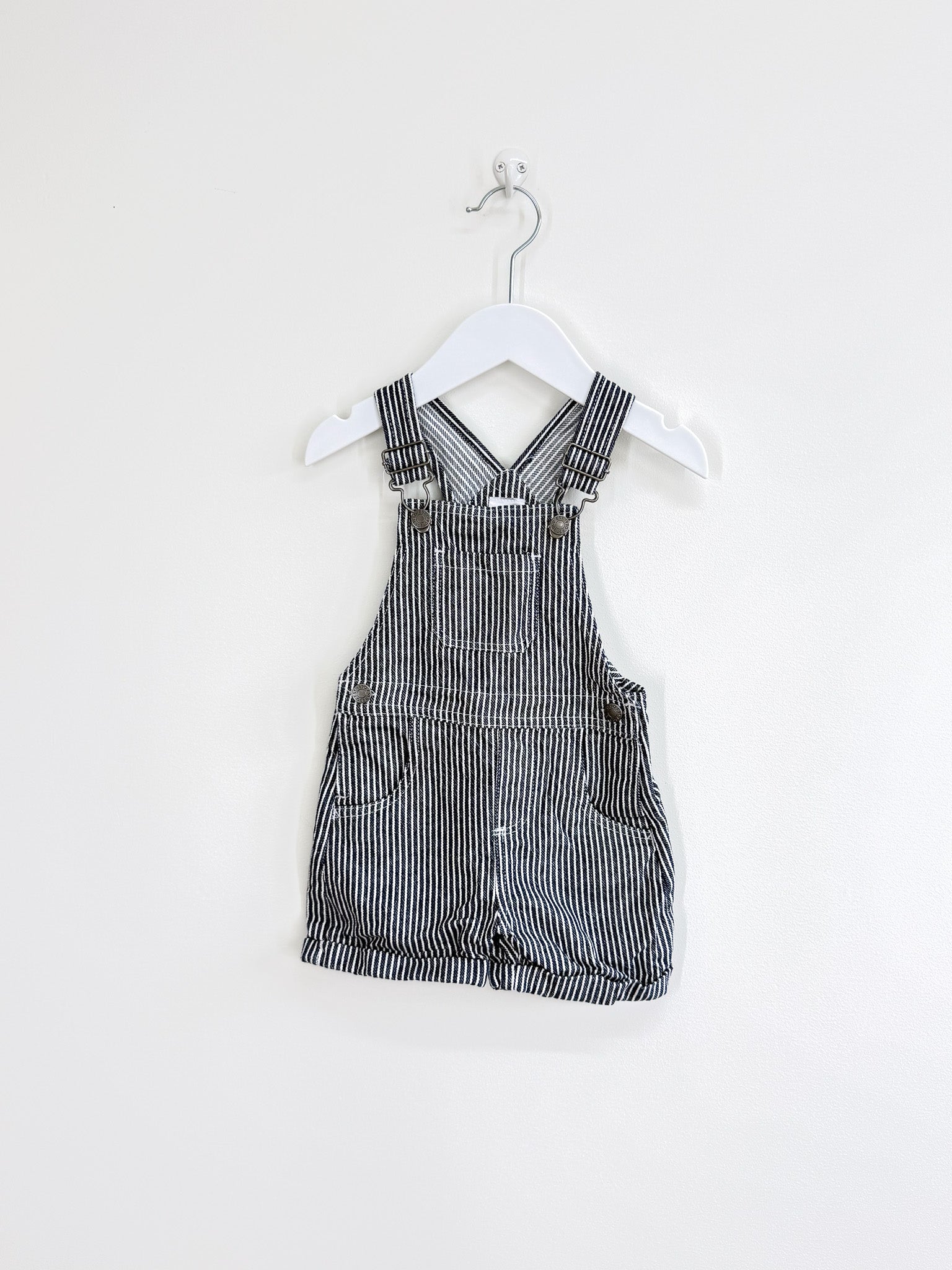 Teeny Weeny striped twill shortalls (12-18m)