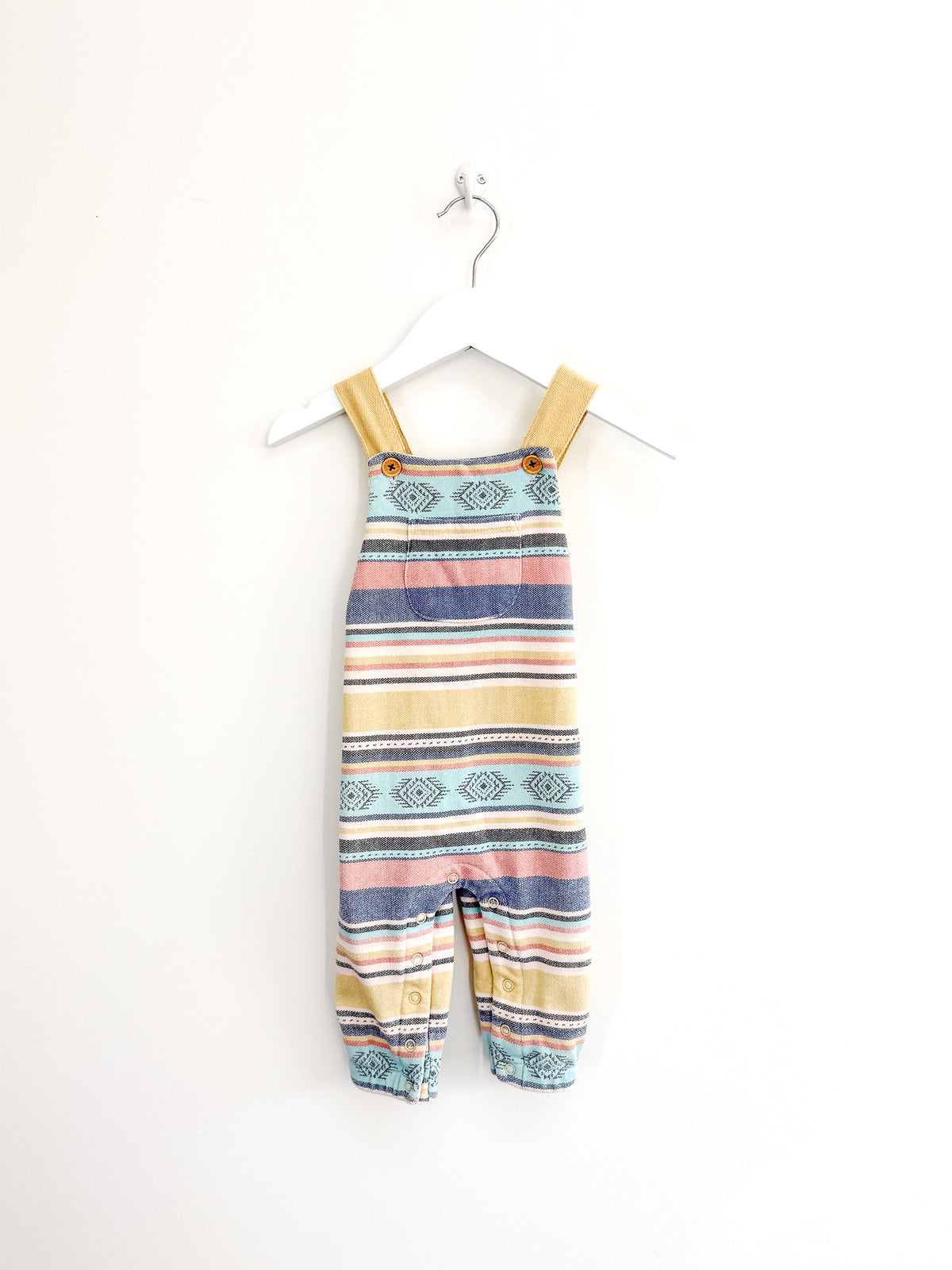Milky aztec style textured overalls (6-12m)