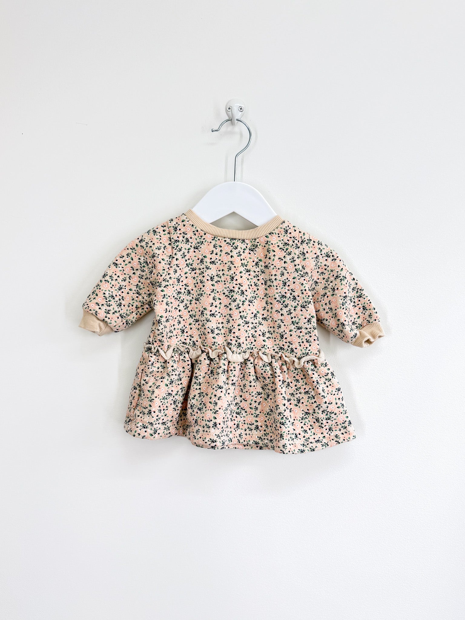 Teeny Weeny floral fleece dress (0-3m)
