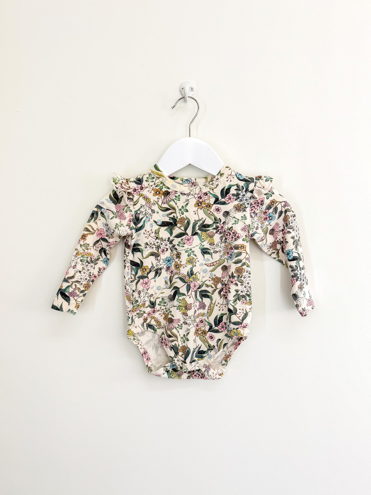 Milky long sleeve floral frill bodysuit (6-12m)