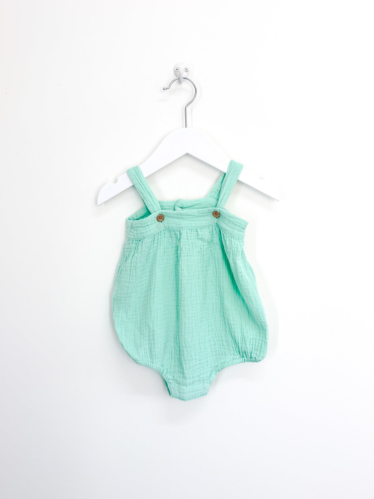Seed Heritage muslin mint romper (0-3m)