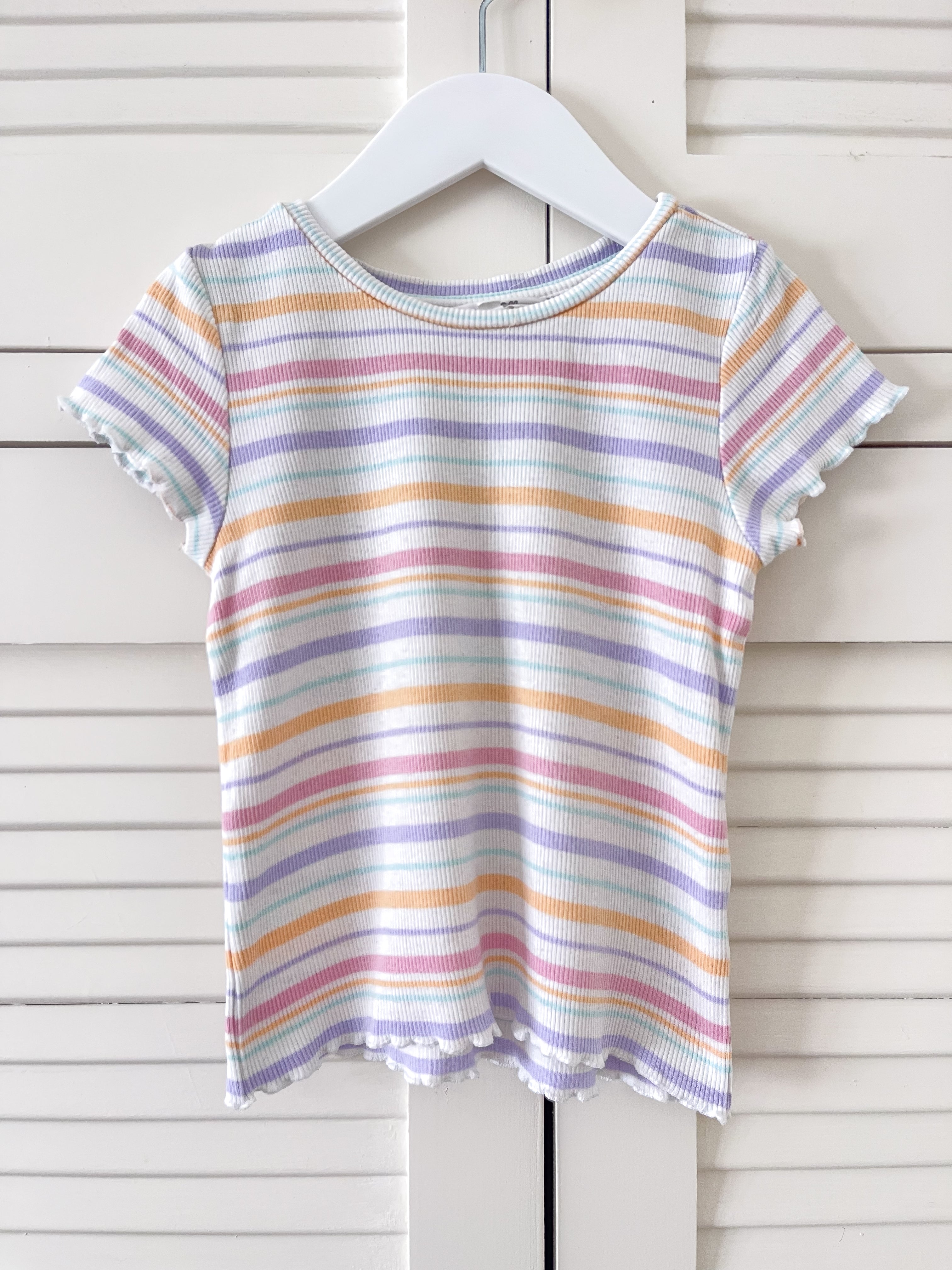 Mac & Ellie ribbed lettuce edge tee (5y)