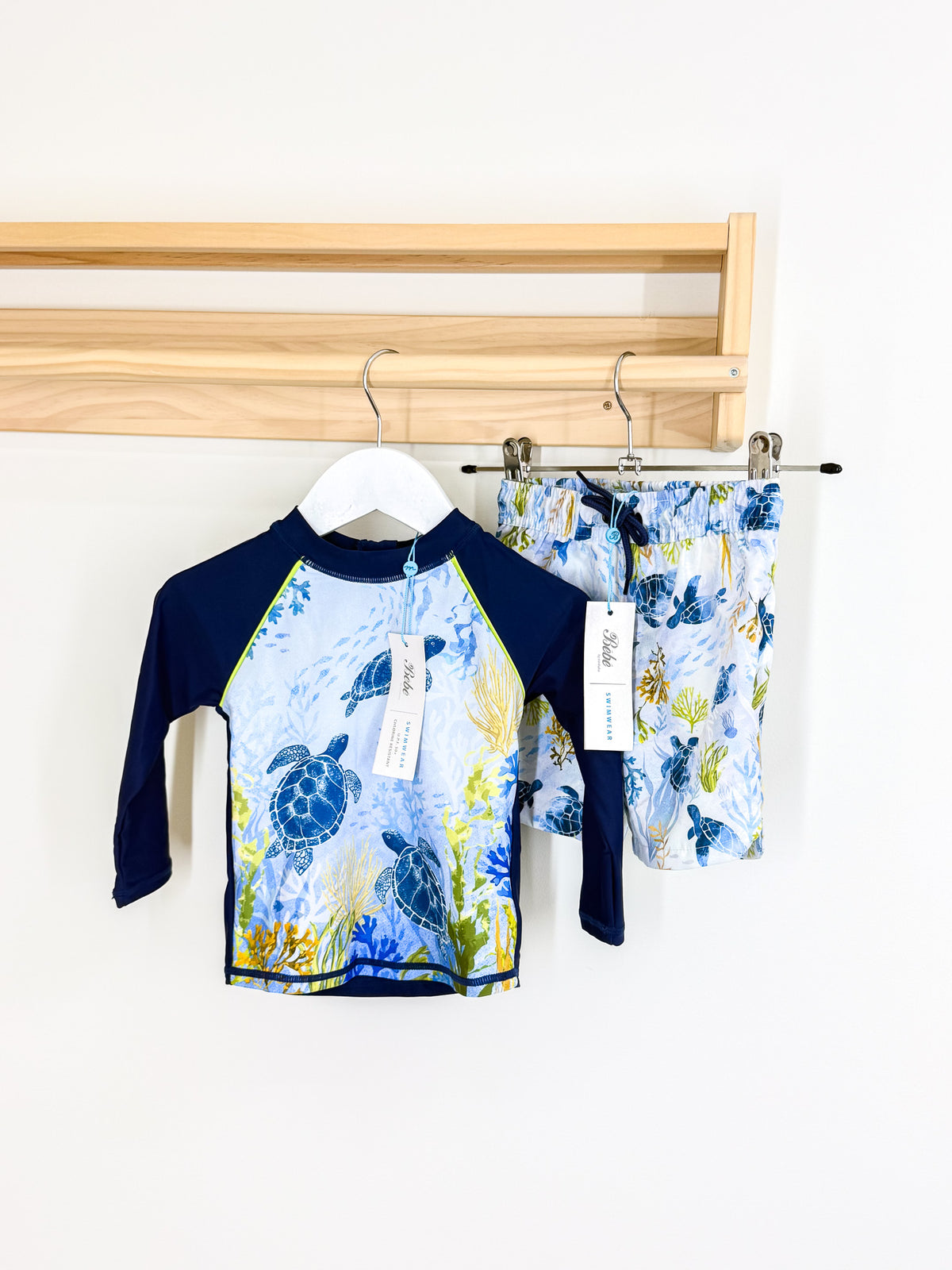 BNWT Bébé by Minihaha swim rash top + board shorts set (12-18m)