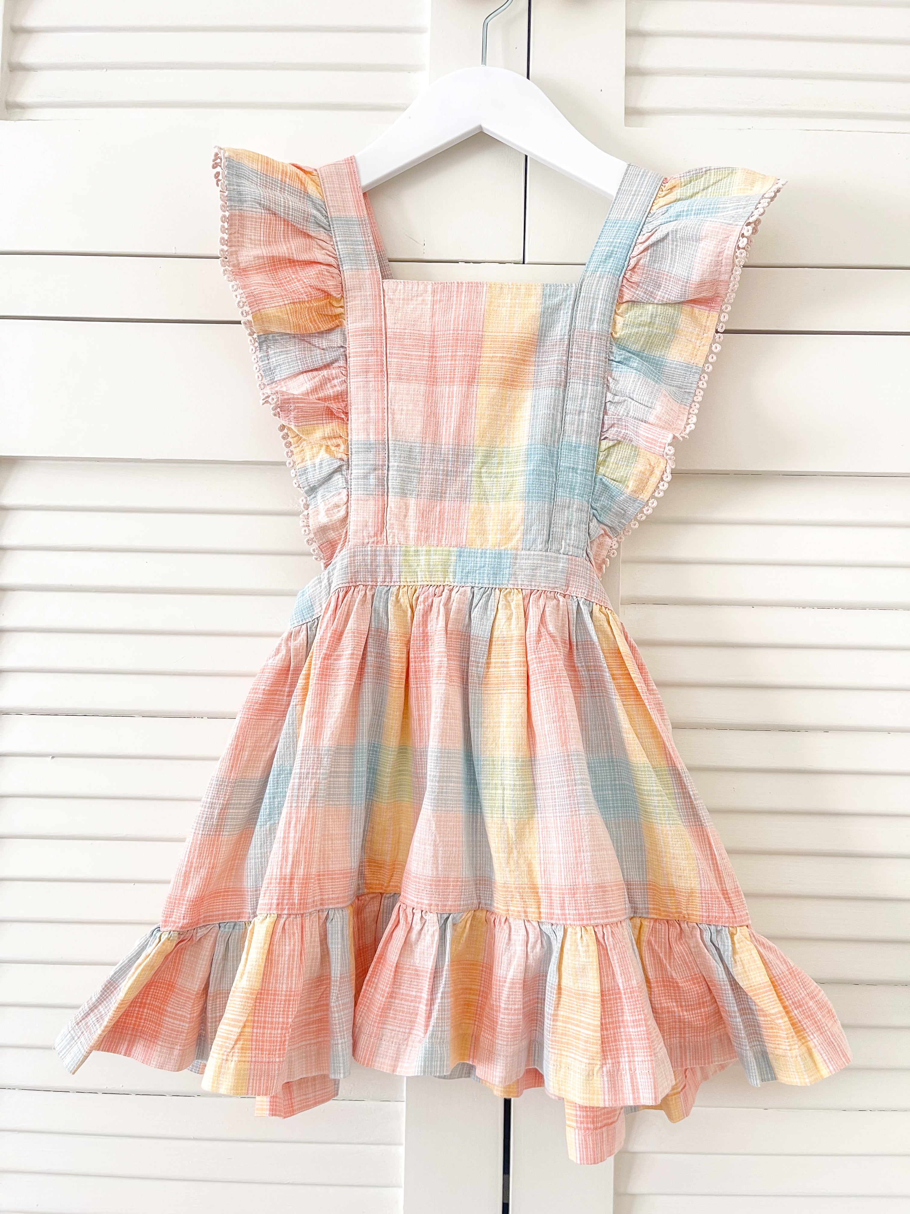 Hux rainbow ruffle pinafore dress (3y)