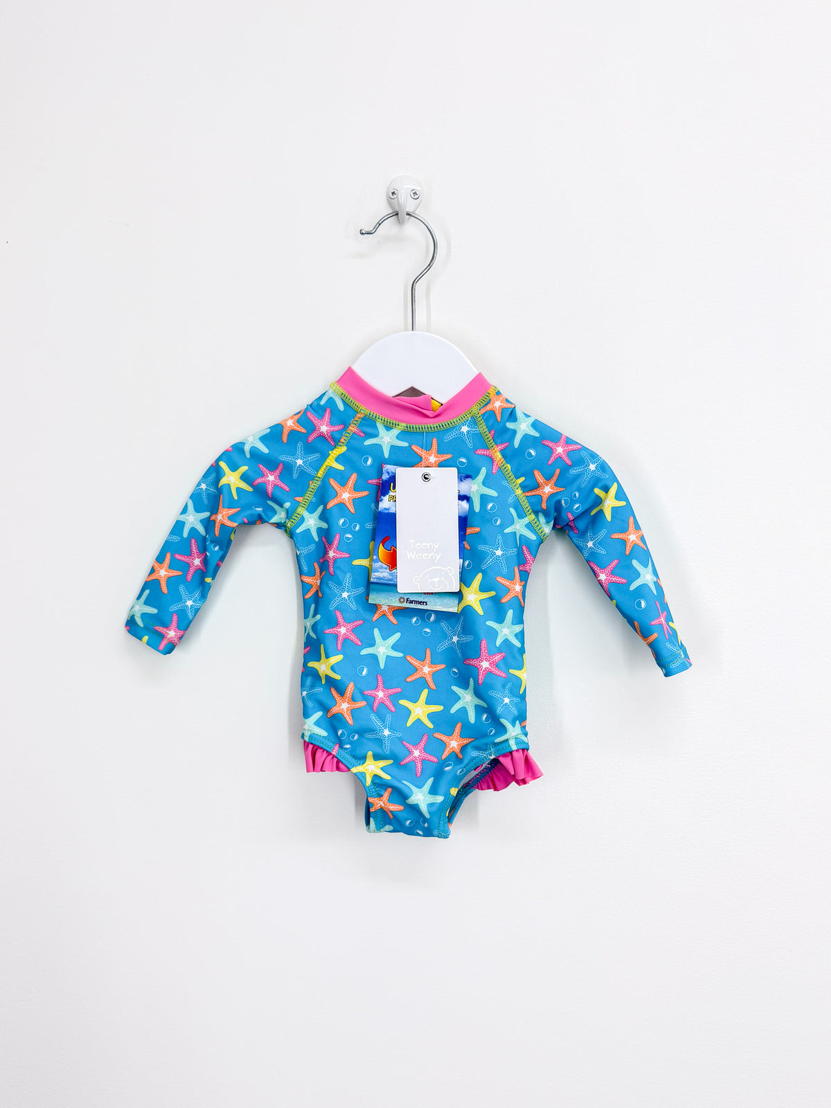 BNWT Teeny Weeny long sleeve swimsuit - starfish UPF 50+ (0-3m)