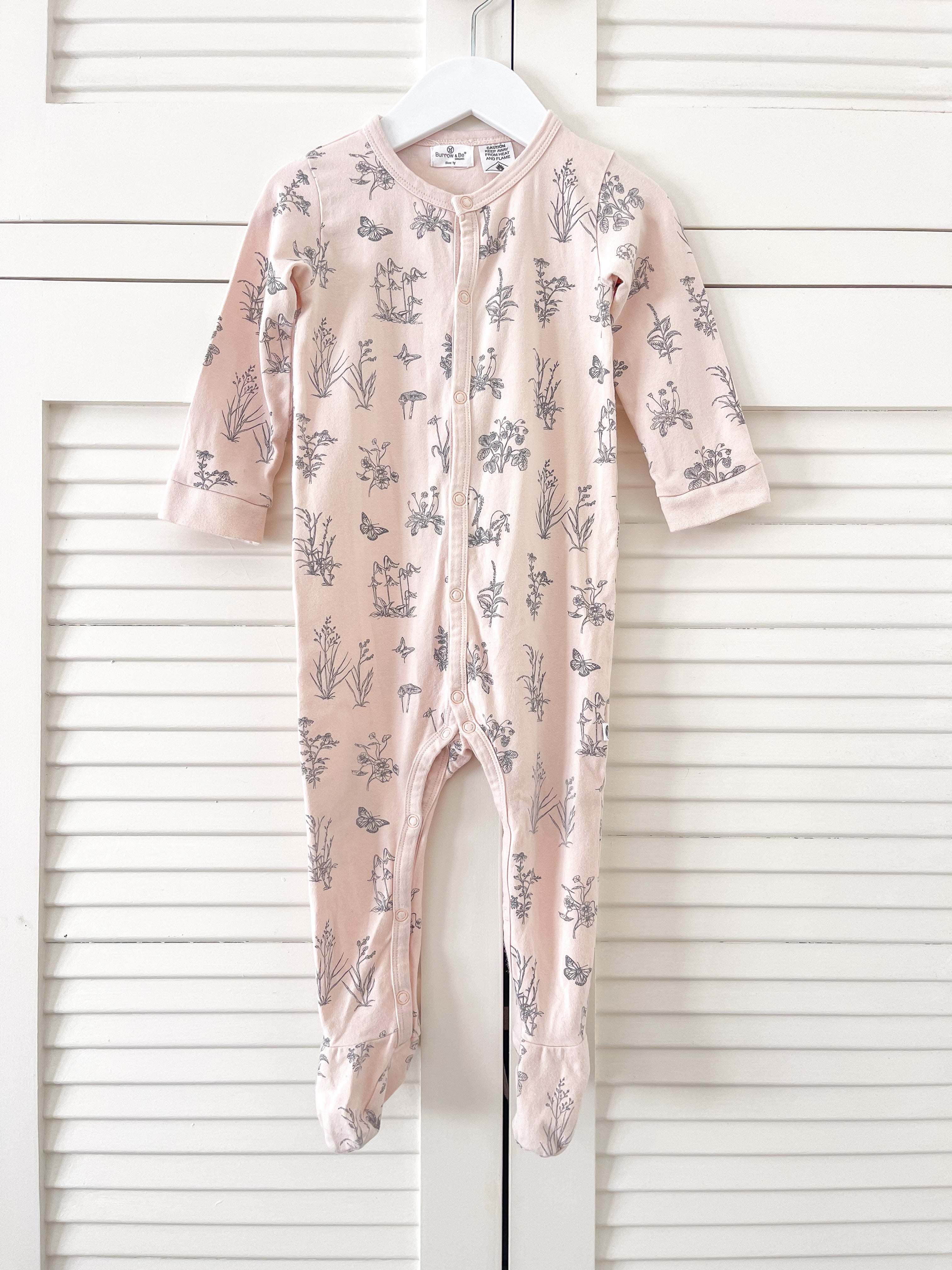 Burrow & Be organic essentials suit - blush meadow (3-6m)