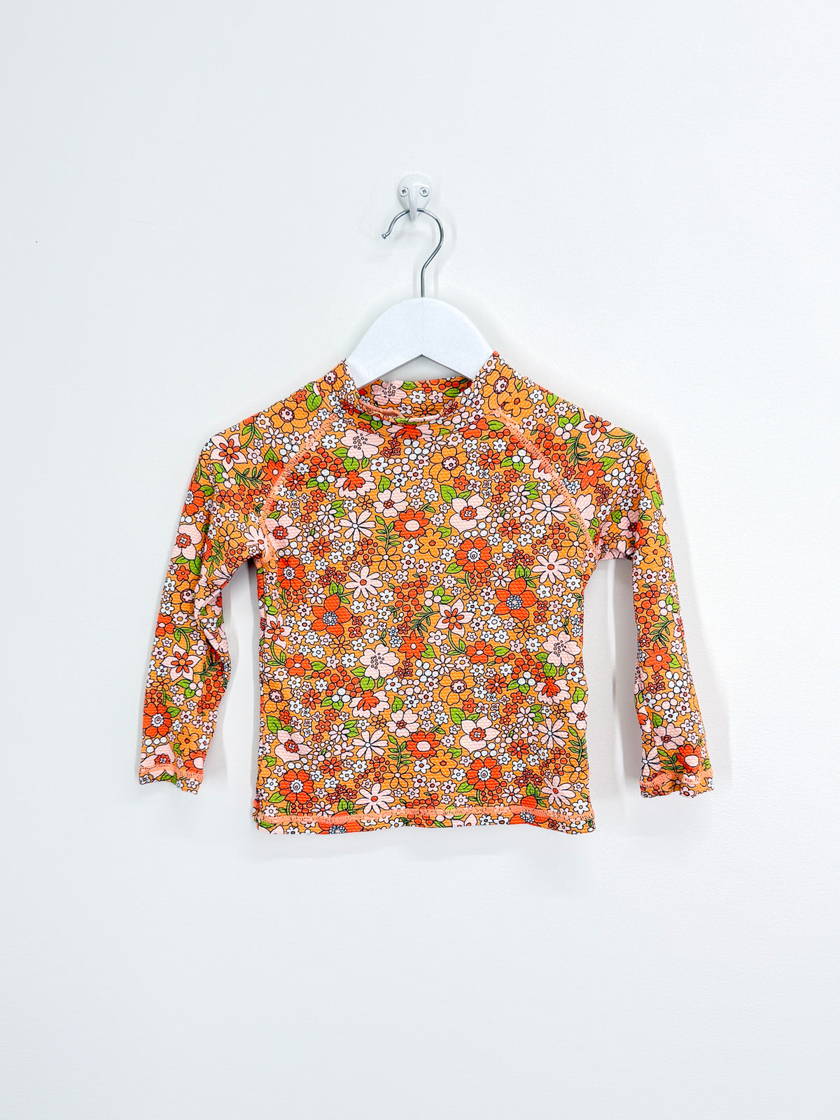 Seed long sleeve pique swim top - orange floral (3y)