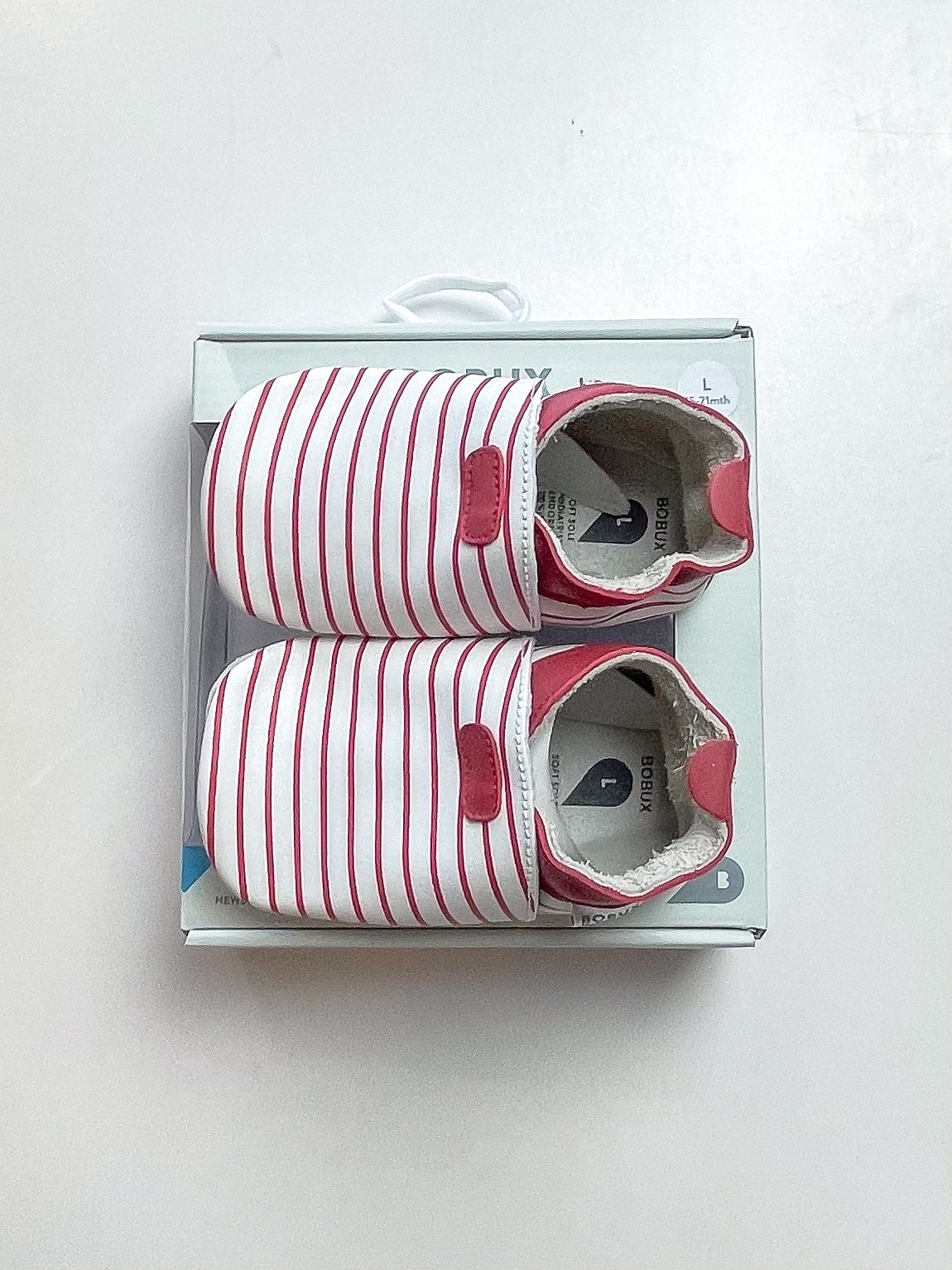 BNWT Bobux striped soft sole shoes (15-21m)