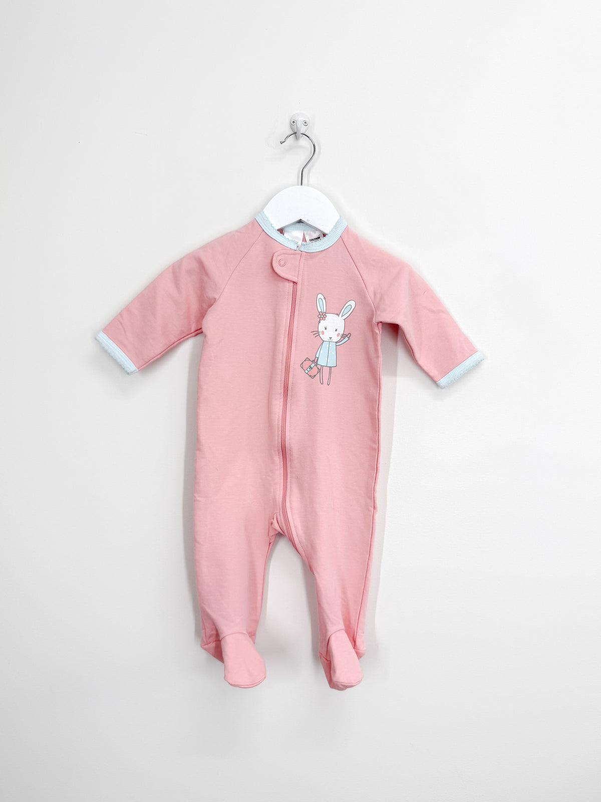 Teeny Weeny pink bunny sleeper zipsuit (3-6m)