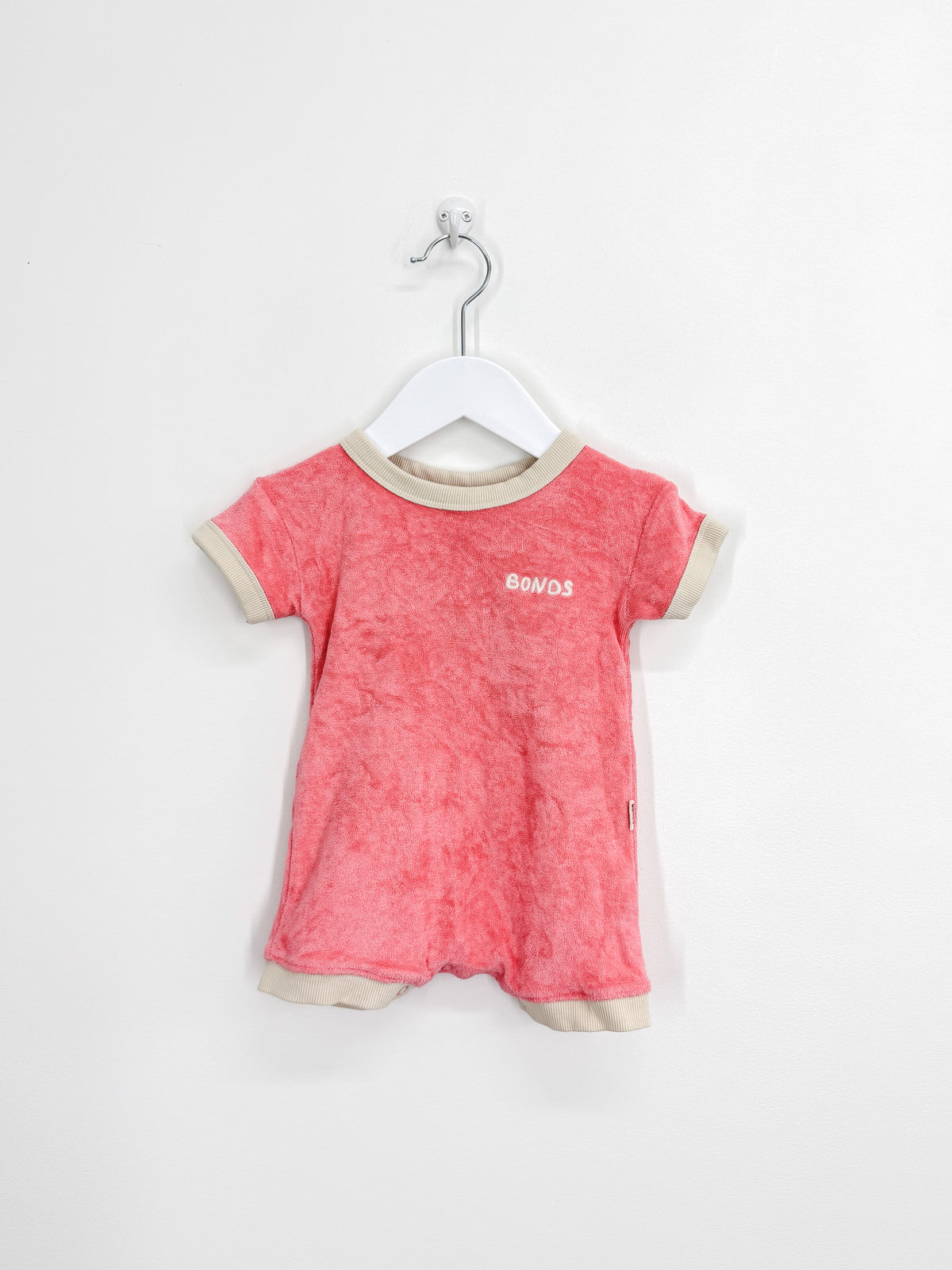 Bonds terry towel romper - cherry soda (0-3m)