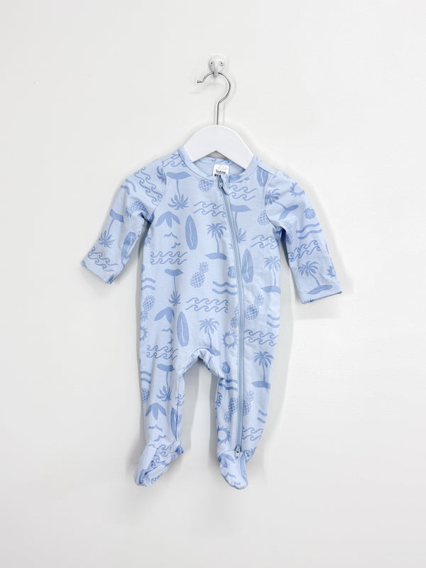 Teeny Weeny blue beach zipsuit (0-3m)