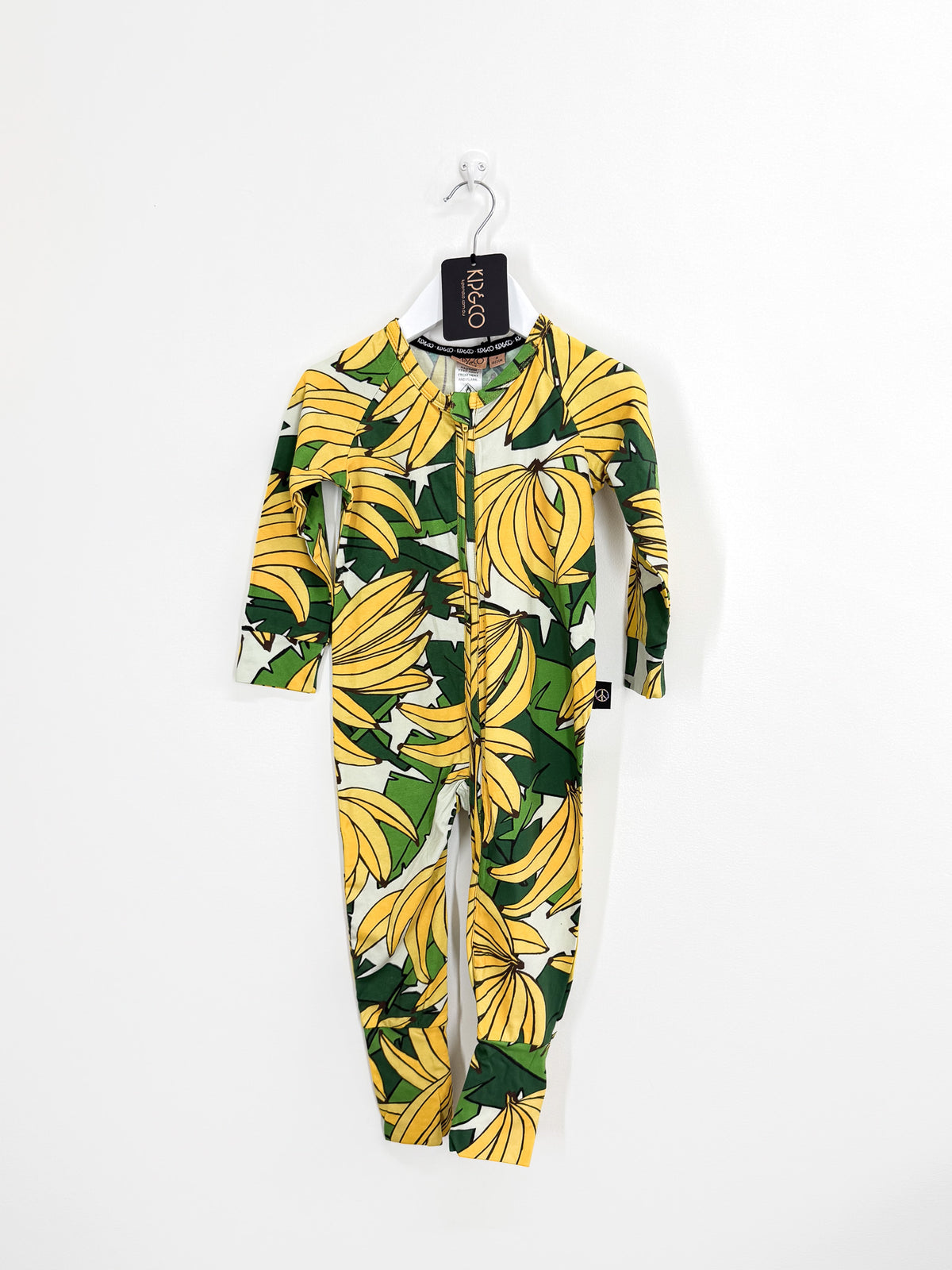 BNWT Kip & Co organic long sleeve zipsuit - bananarama (18-24m)
