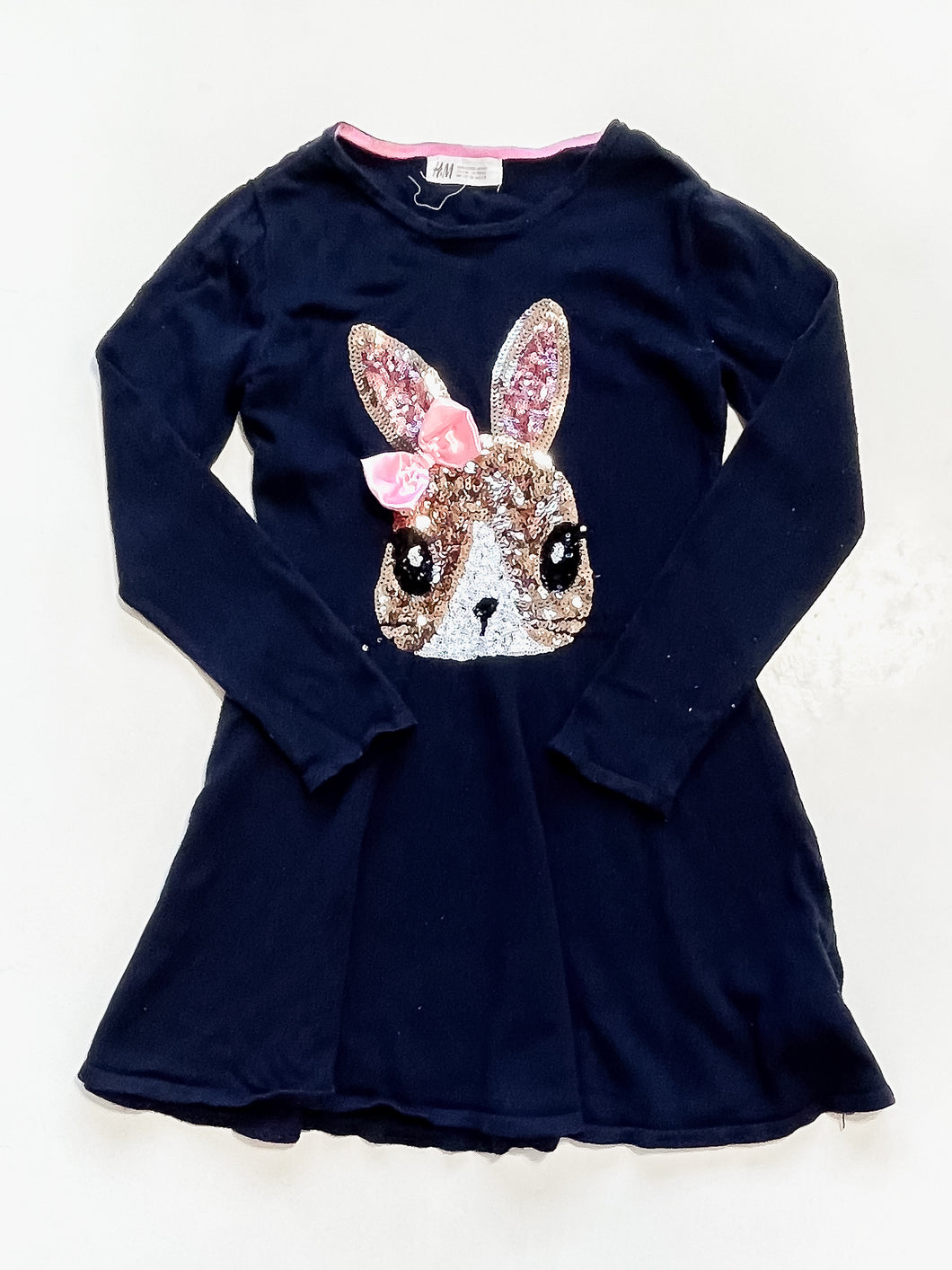 H&M bunny cotton knit dress (7-8y)
