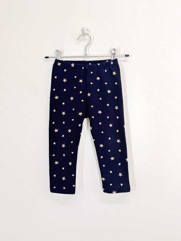 Uniqlo fleece leggings - navy stars (2y)